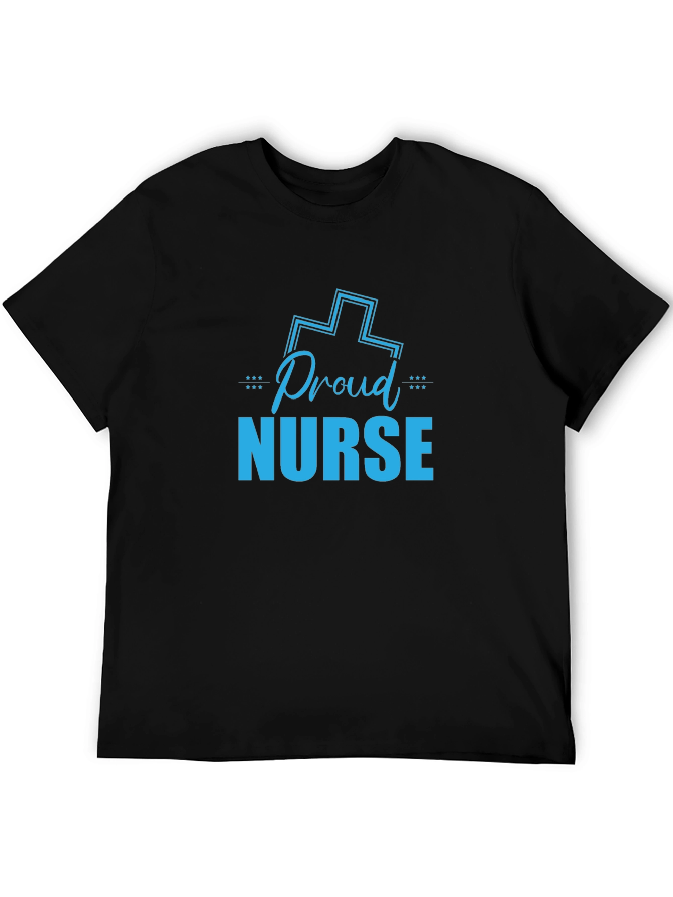 Black Proud Nurse Graphic T-Shirt - Black Crew Neck view 5