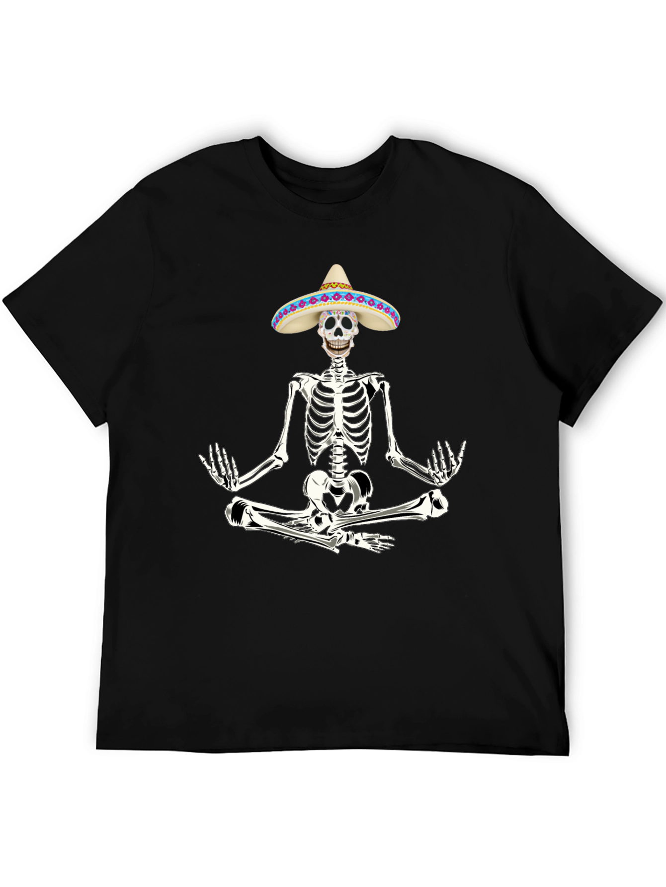 Meditating Skeleton in Sombrero T-Shirt - 5