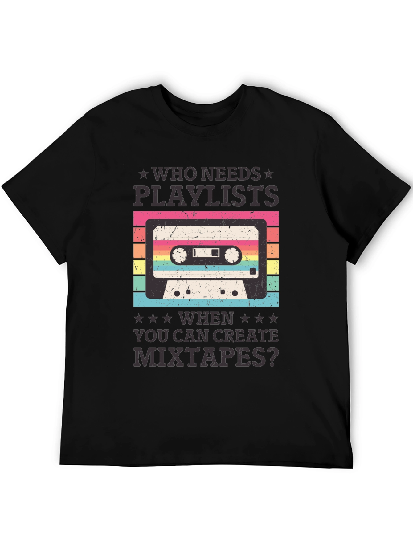 Black Retro Mixtape Graphic Tee - Who Needs Playlists? view 5