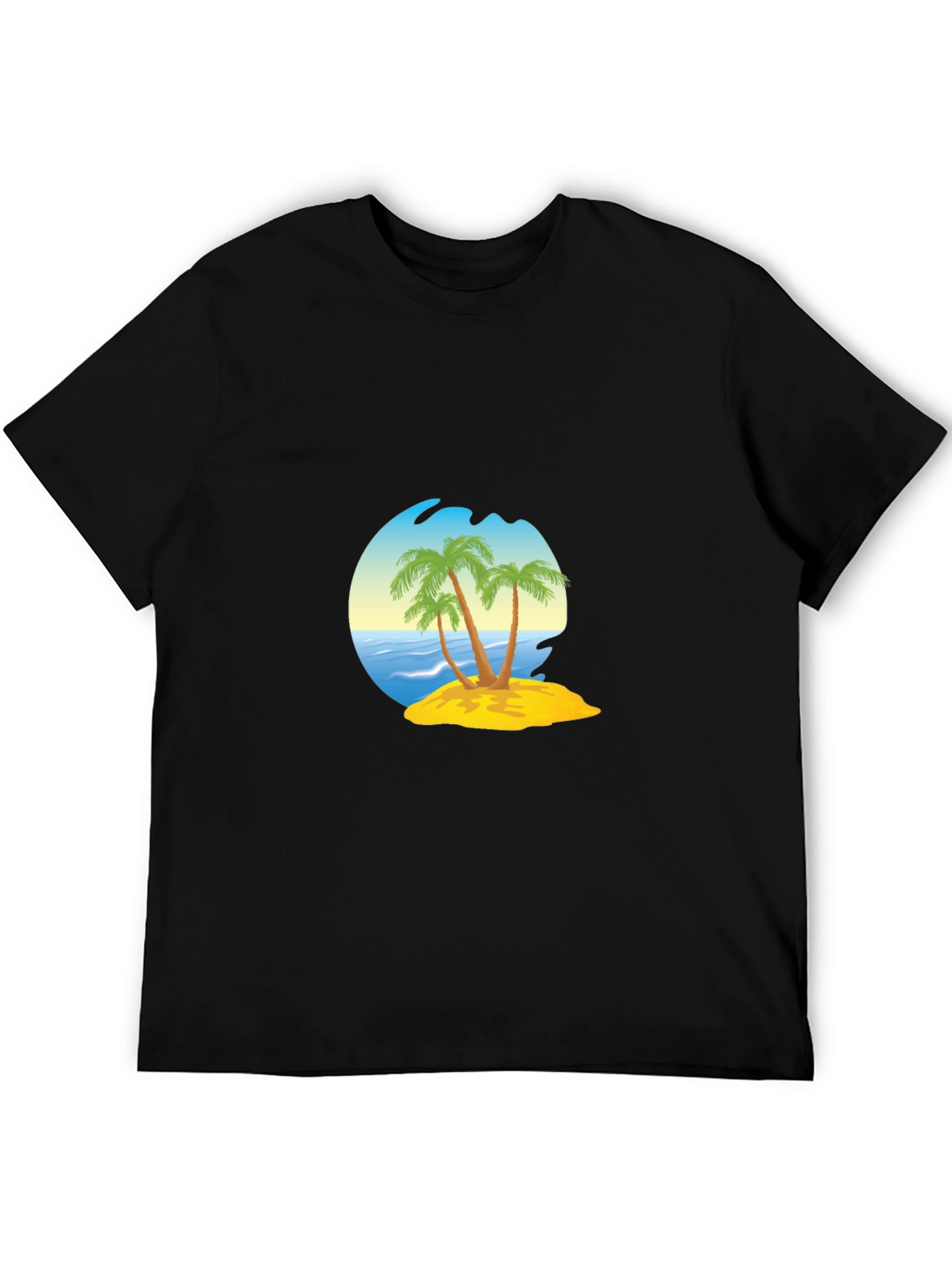 Black Island Palm Tee - Black Cotton Blend T-Shirt view 5