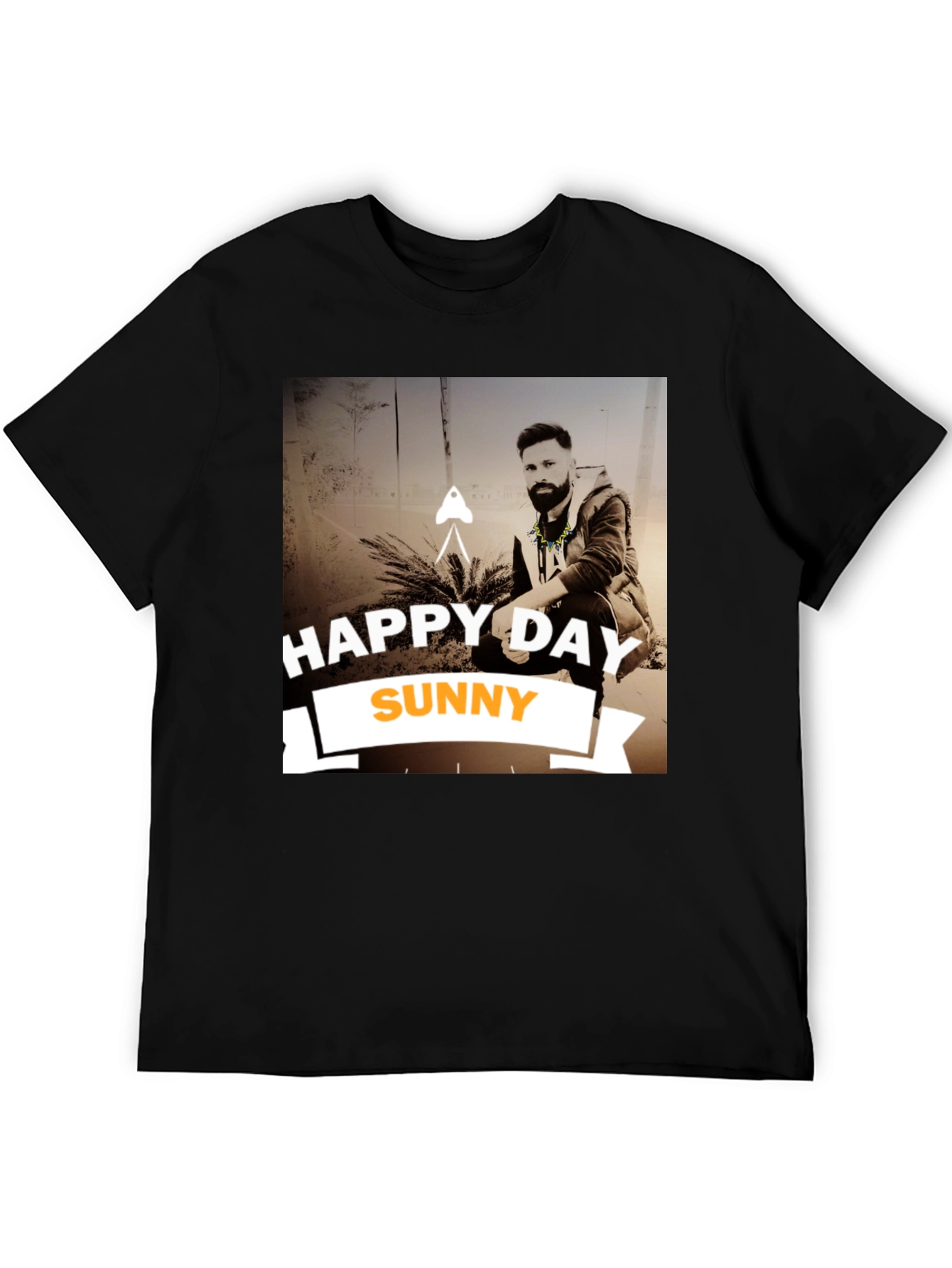Black Happy Day Sunny Black Graphic T-Shirt view 5