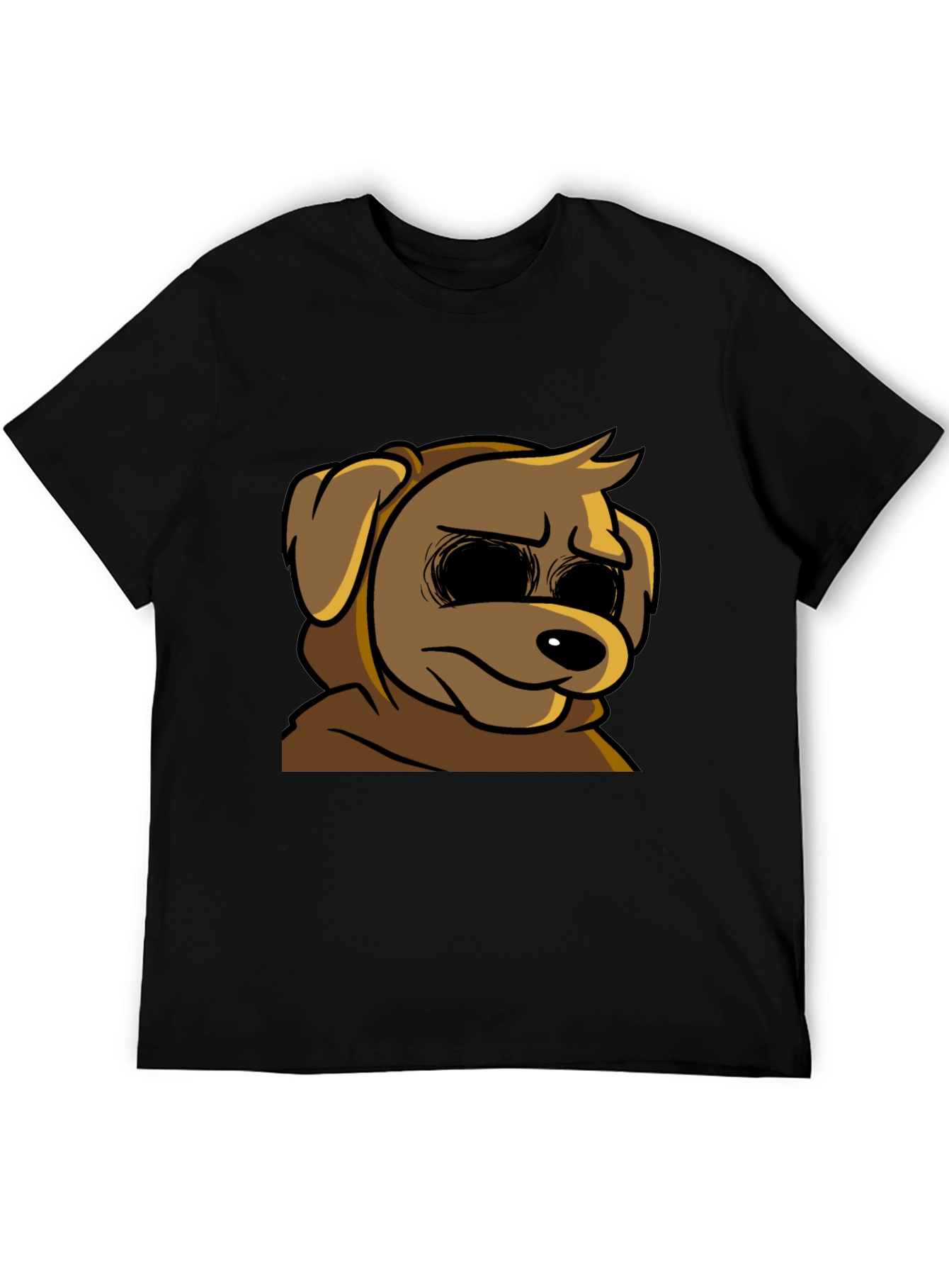 Black Cartoon Dog Graphic T-Shirt - Soft Black Tee view 5