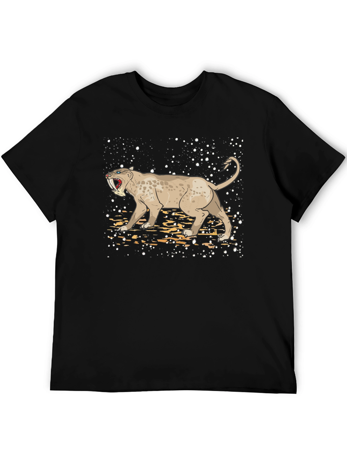 Black Sabertooth Tiger Graphic Tee view 5