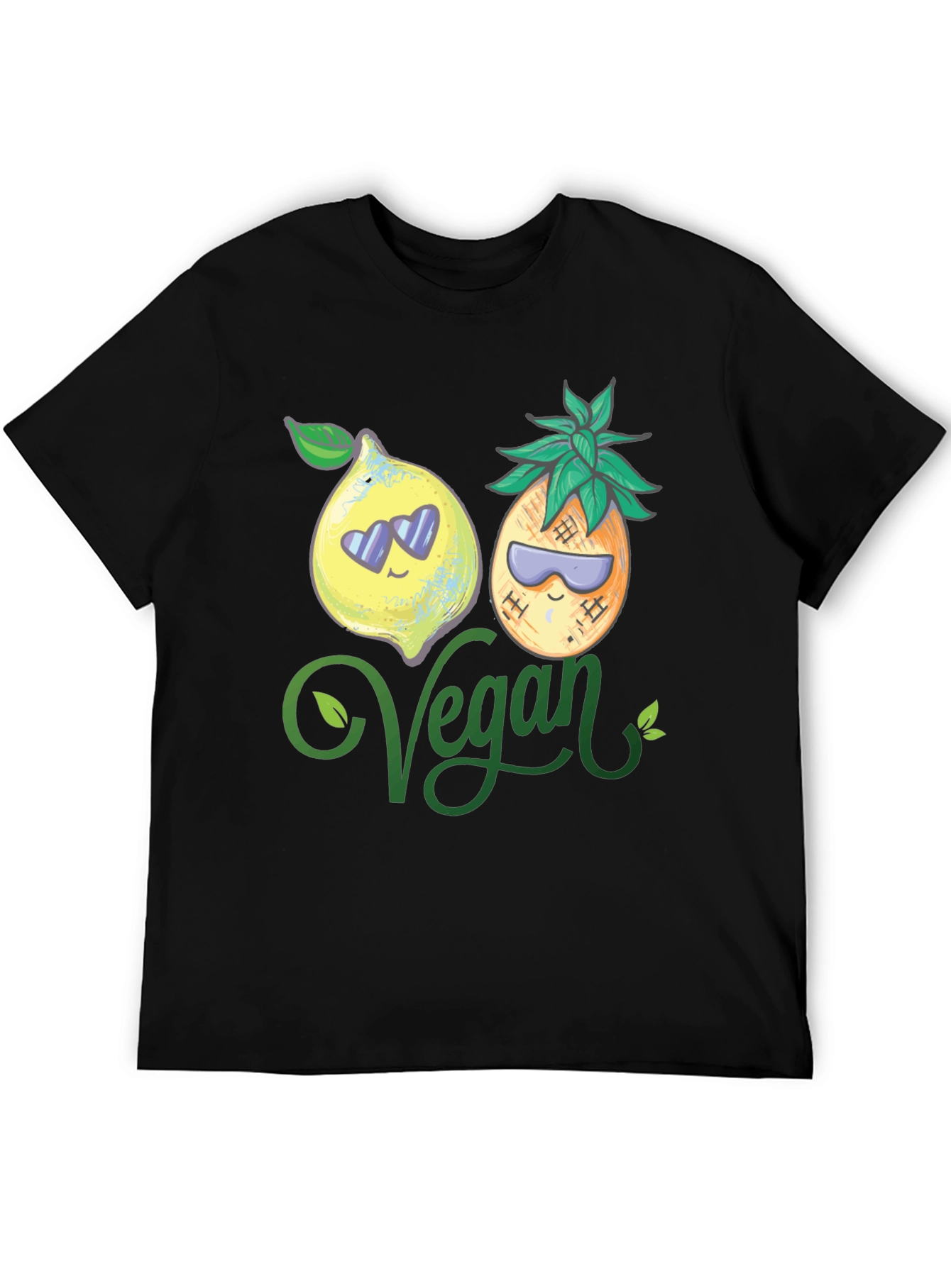 Black Vegan Lemon Pineapple Graphic Tee view 5
