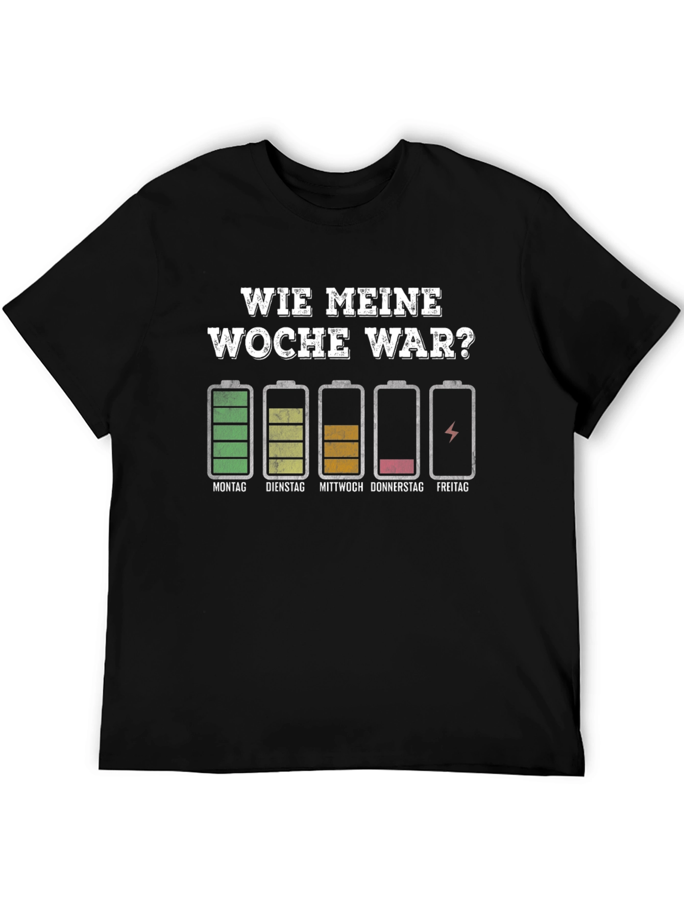 Black Funny Week Battery T-Shirt - German Humor Tee view 5