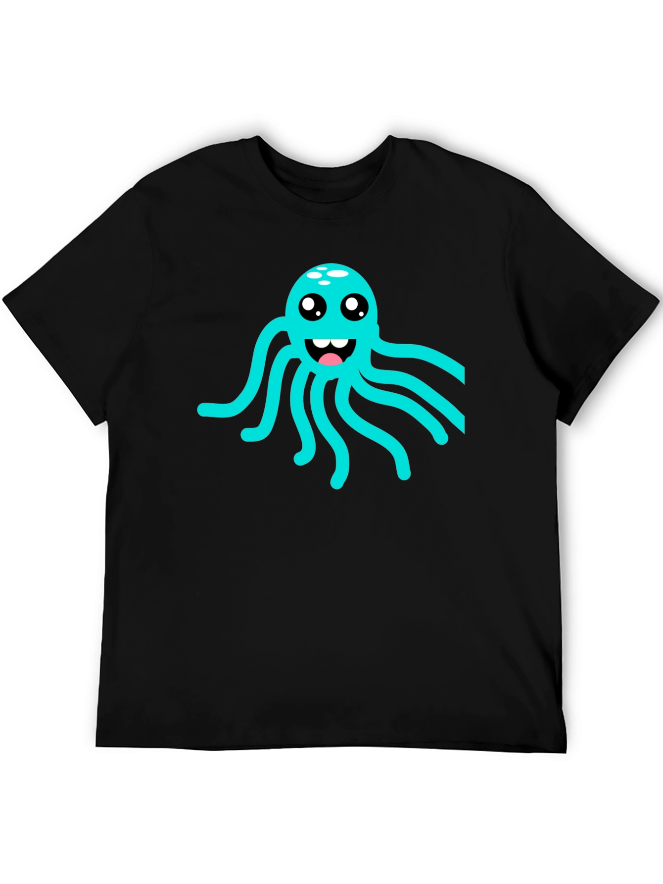 Black Cute Octopus Graphic Tee - Soft Black Cotton T-Shirt view 5