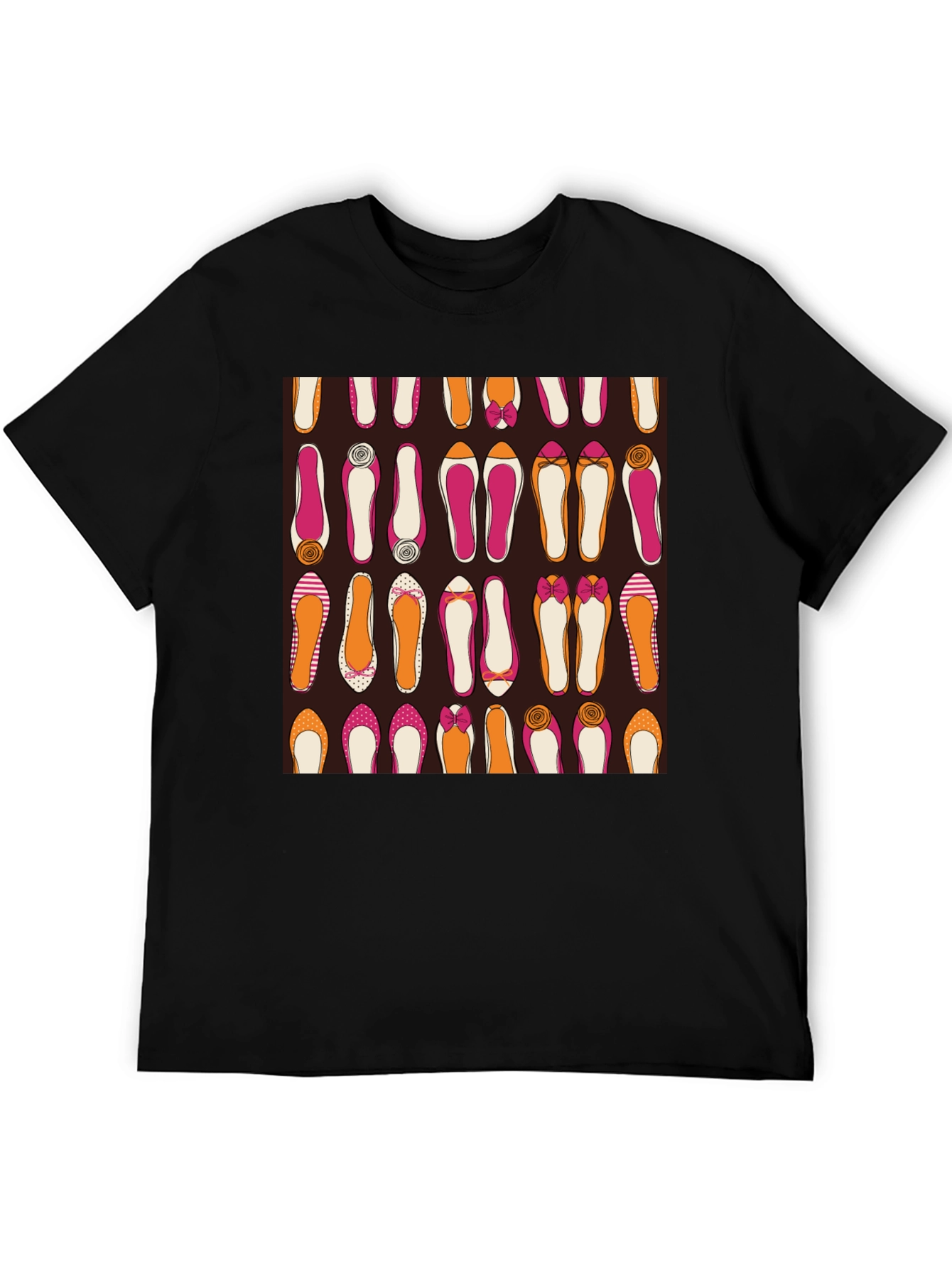 Black Stylish Shoes Pattern Graphic Tee view 5
