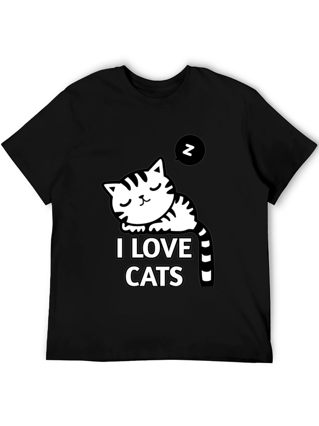 Black I Love Cats Black Graphic T-Shirt view 5