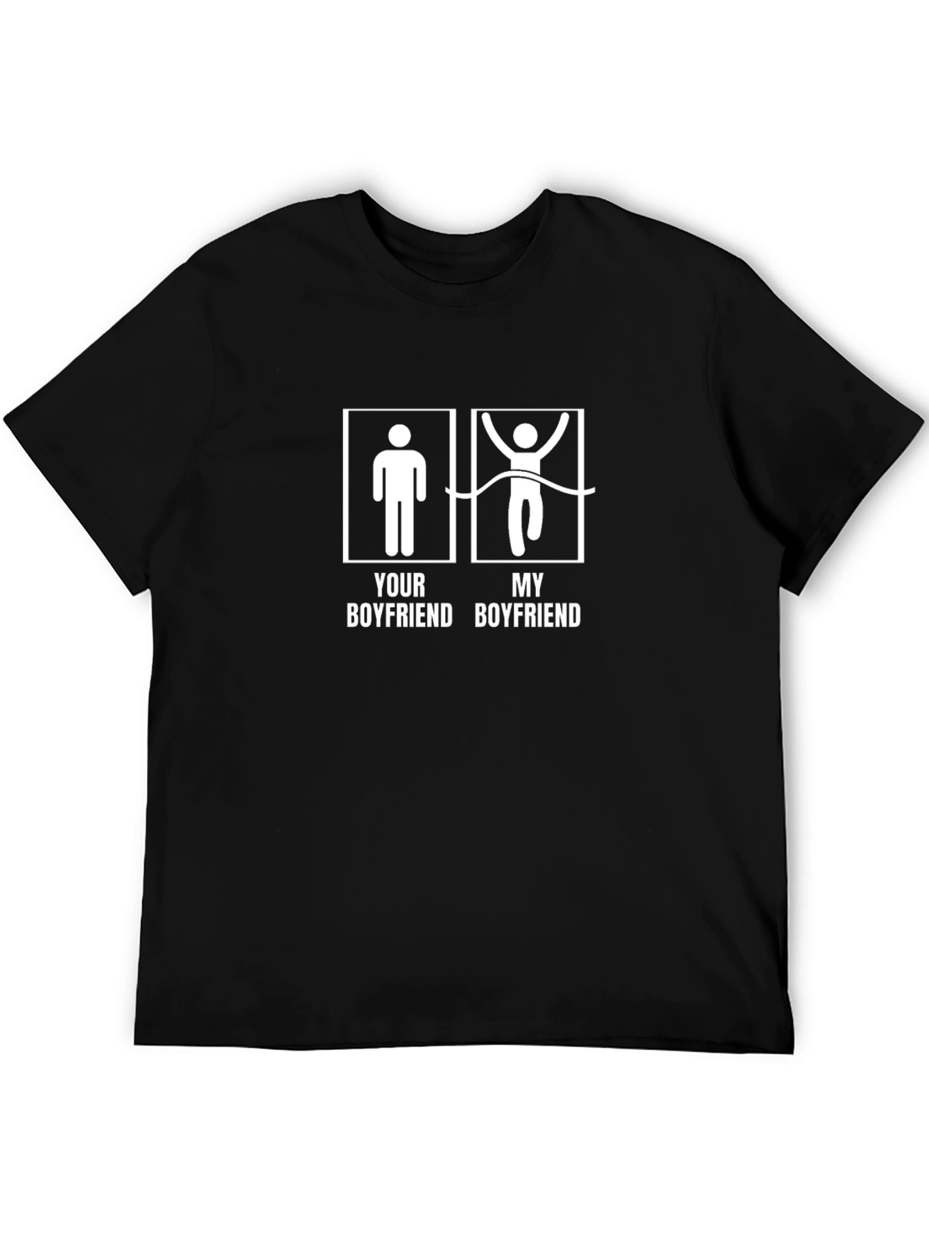 Black Funny "My Boyfriend" Swimmer Graphic T-Shirt view 5