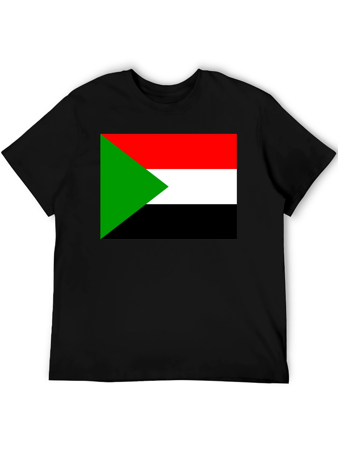 Black Sudan Flag T-Shirt - Black Cotton Tee view 5