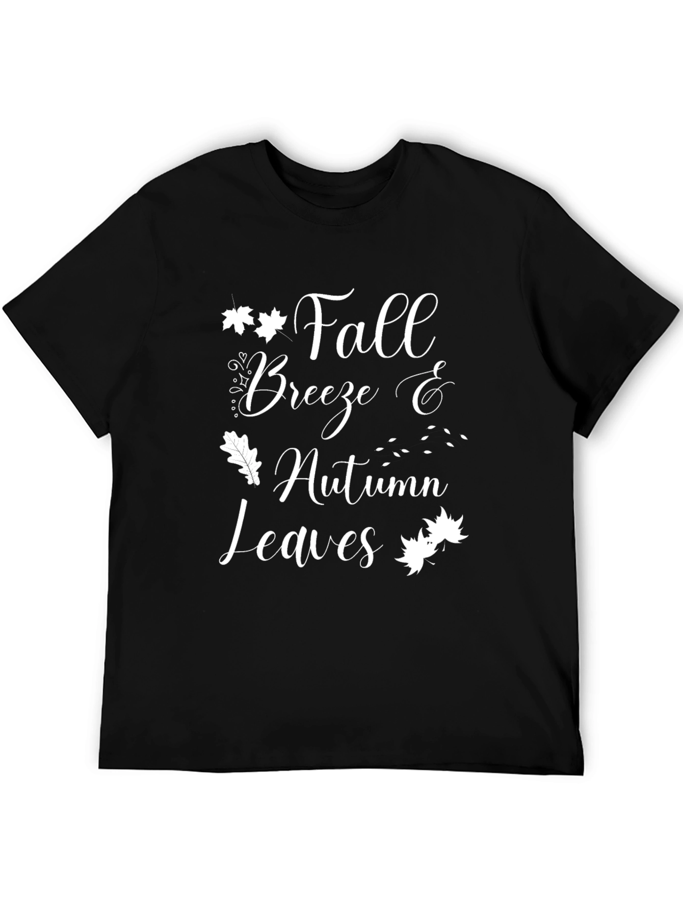 Black Fall Breeze & Autumn Leaves Black T-Shirt view 5