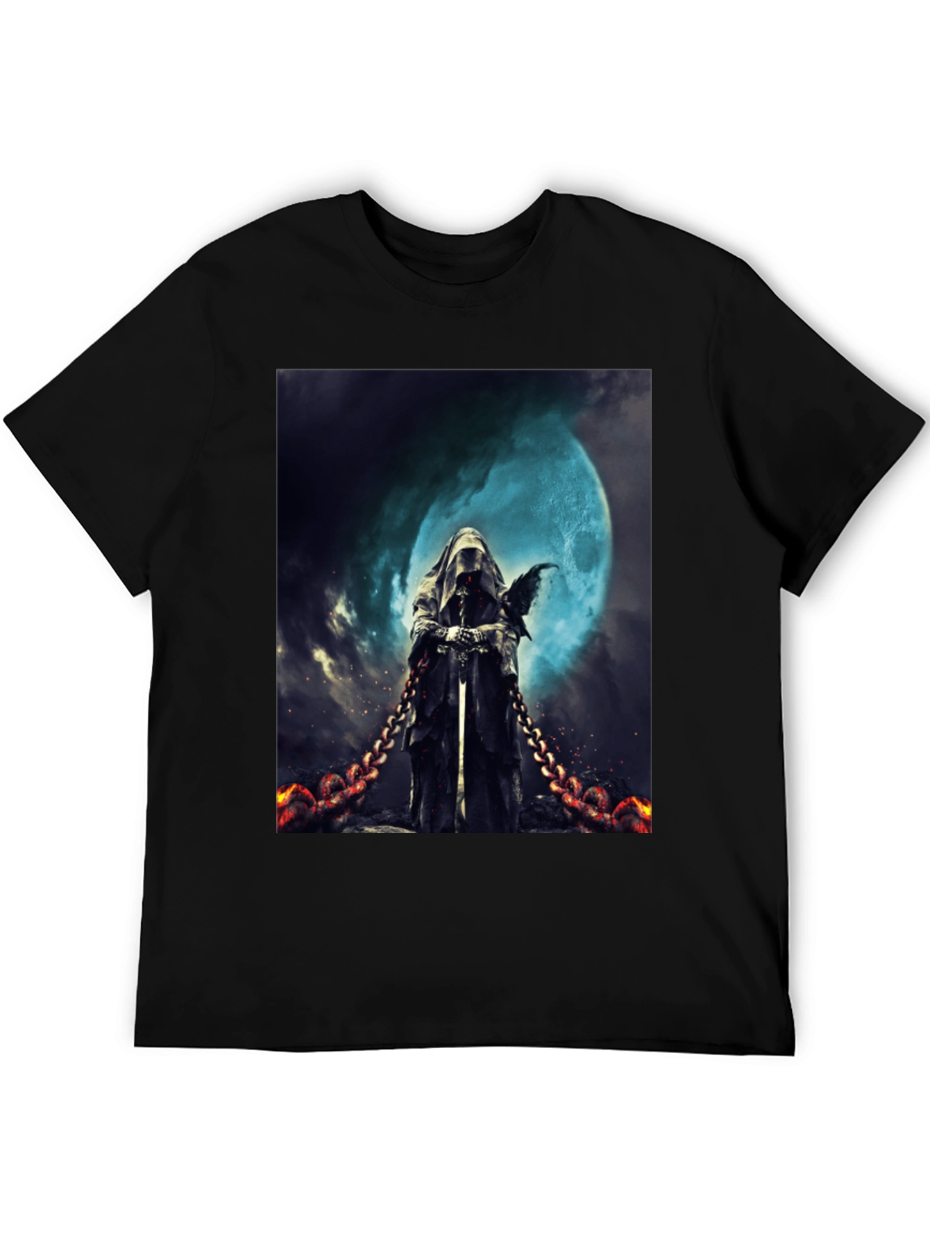 Black Grim Reaper Graphic Tee - Dark Fantasy Style view 5