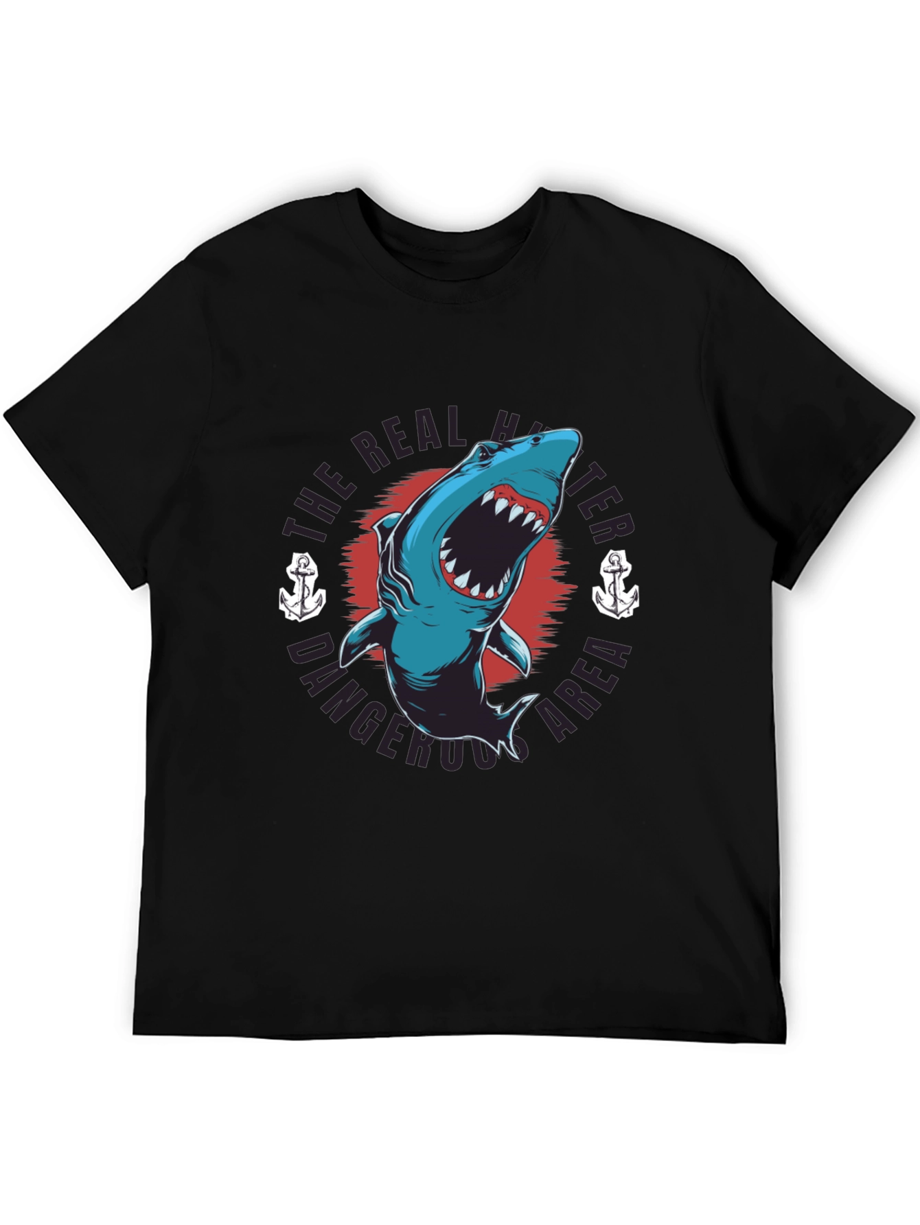 Black Dangerous Shark T-Shirt -  The Real Hunter Graphic Tee view 5