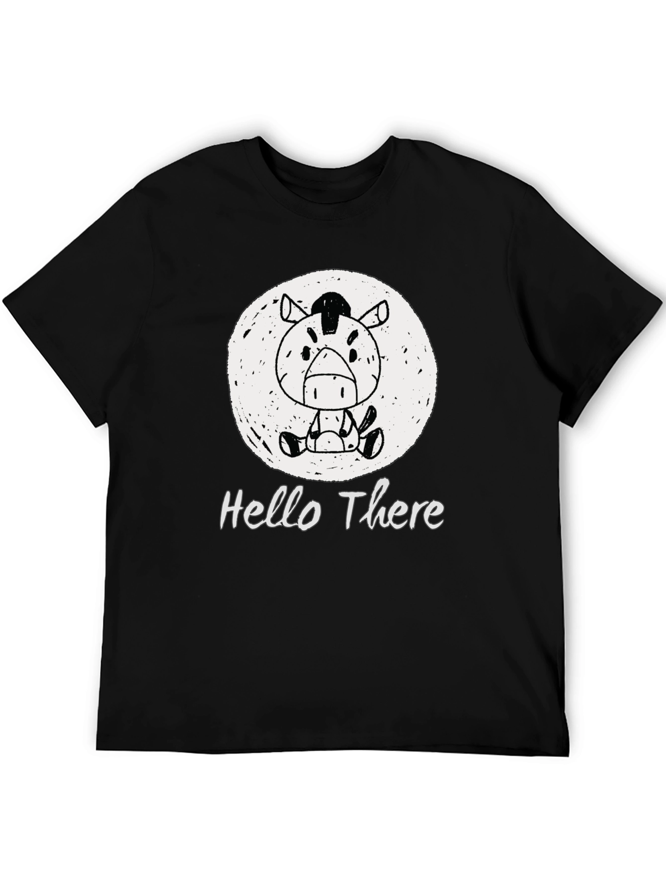 Black Hello There Zebra Graphic Tee - Unisex Black T-Shirt view 5