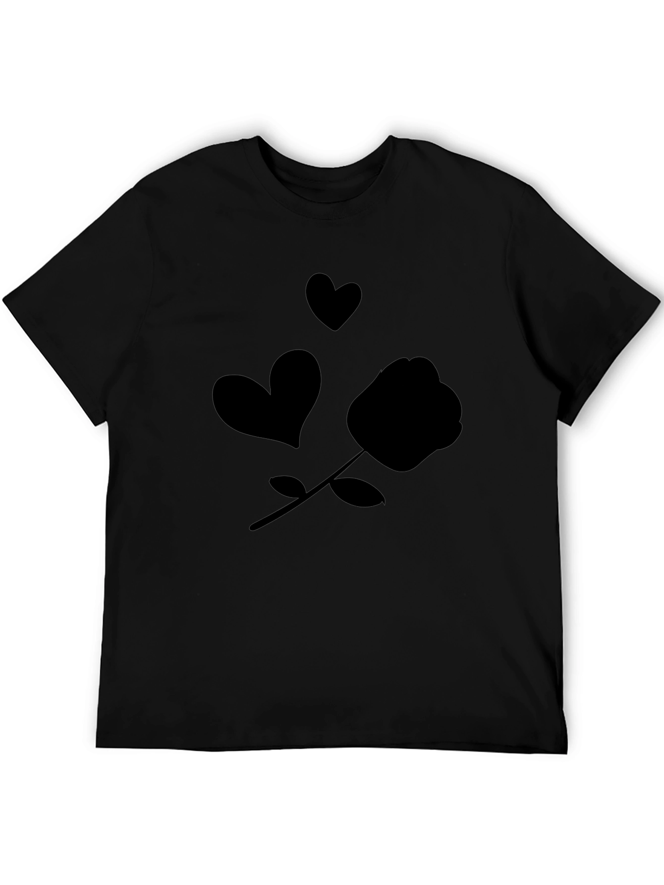 Black Rose & Hearts Graphic Black T-Shirt view 5