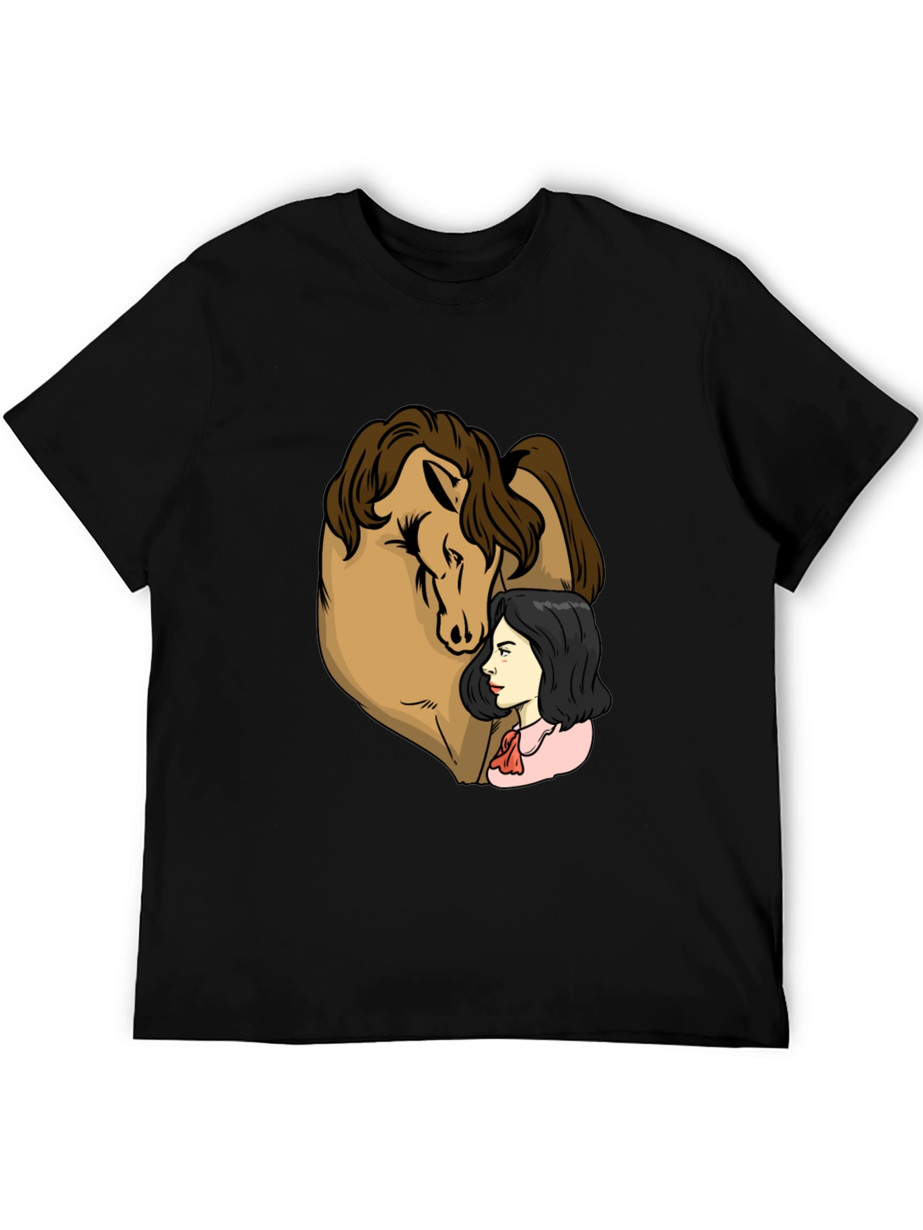 Black Horse & Woman Graphic Black T-Shirt view 5