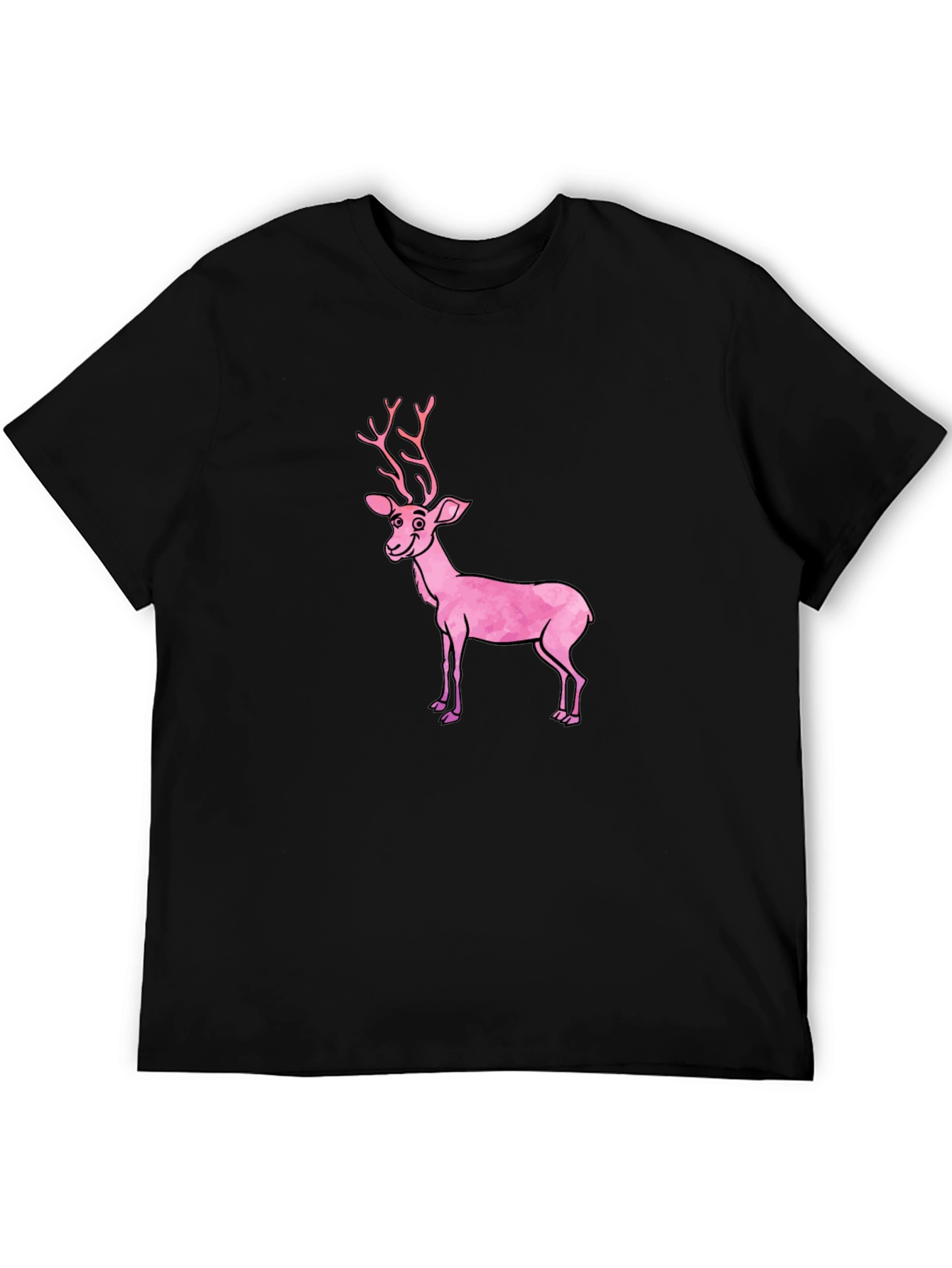 Black Black T-Shirt with Pink Deer Graphic view 5