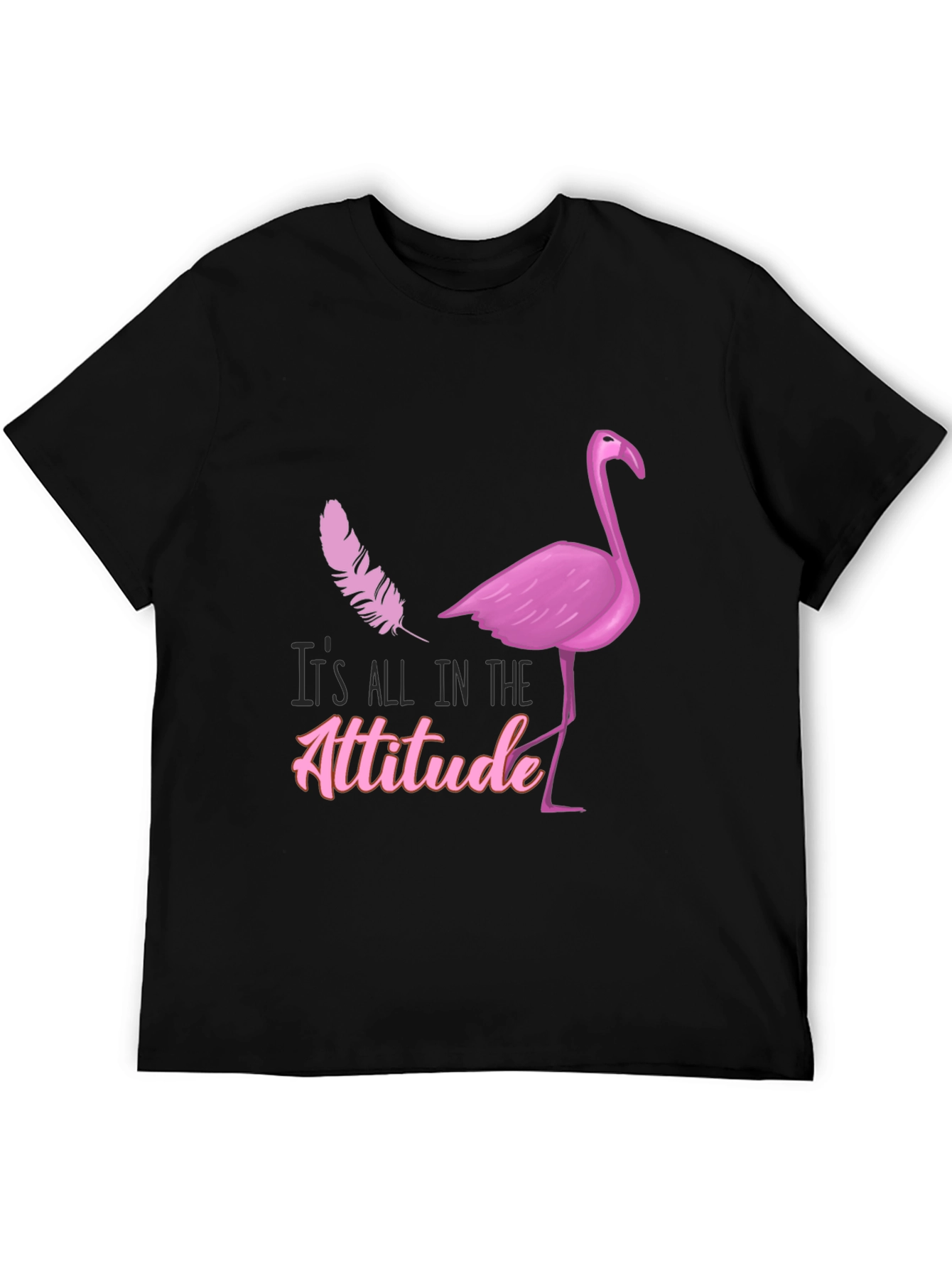 Black Attitude Flamingo T-Shirt - Stylish Graphic Tee view 5