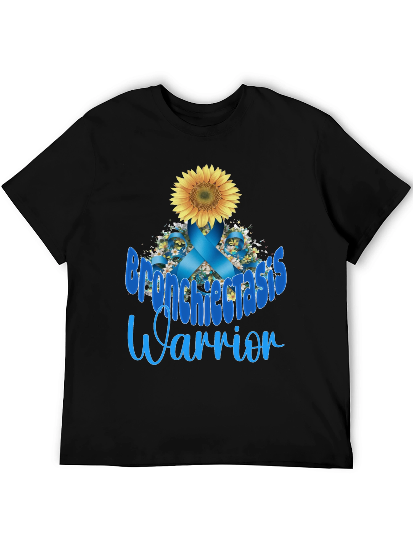 Black Bronchiectasis Warrior T-Shirt: Sunflower Ribbon Tee view 5
