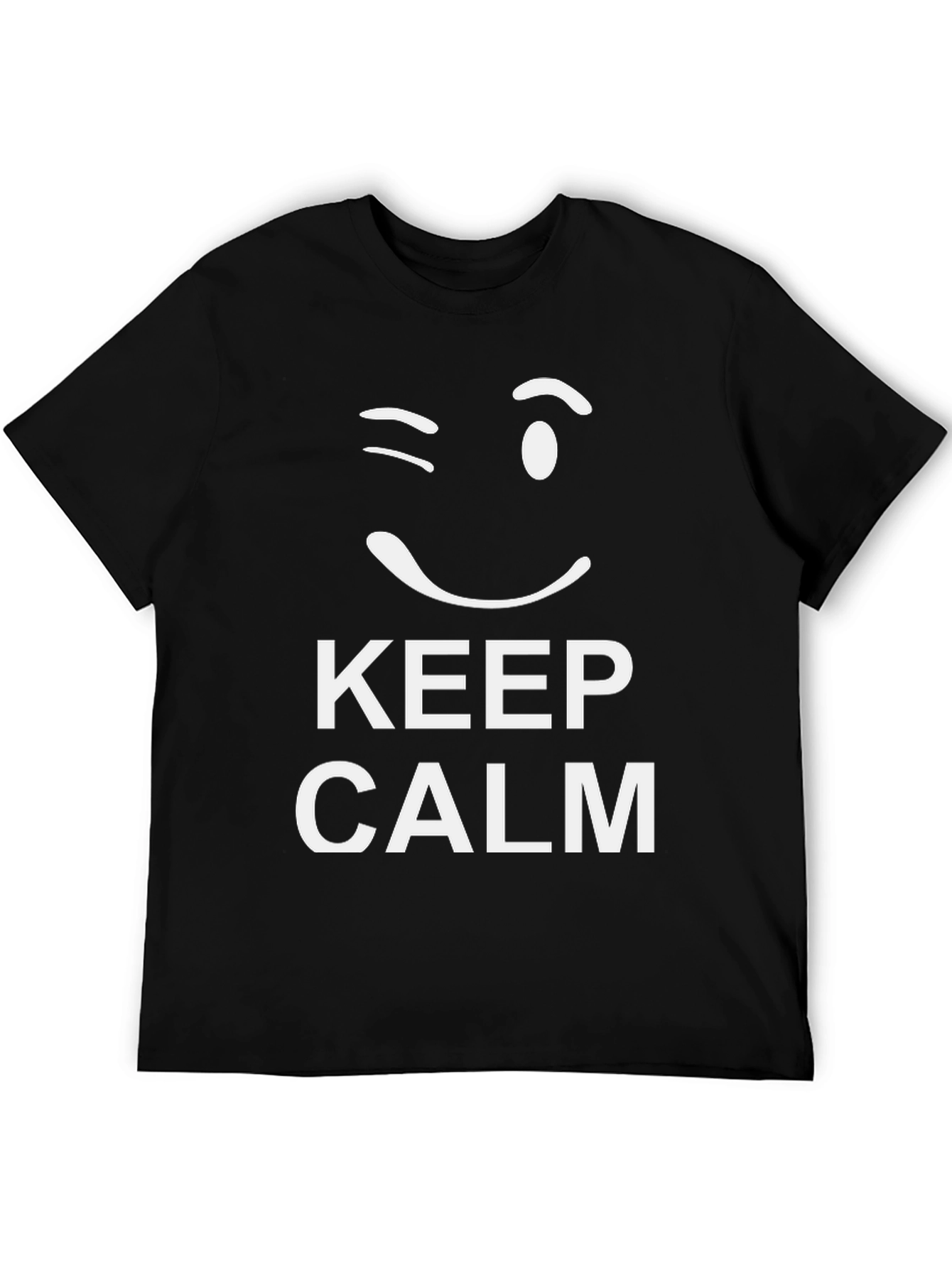Black Keep Calm Wink Graphic Tee - Black Cotton T-Shirt view 5
