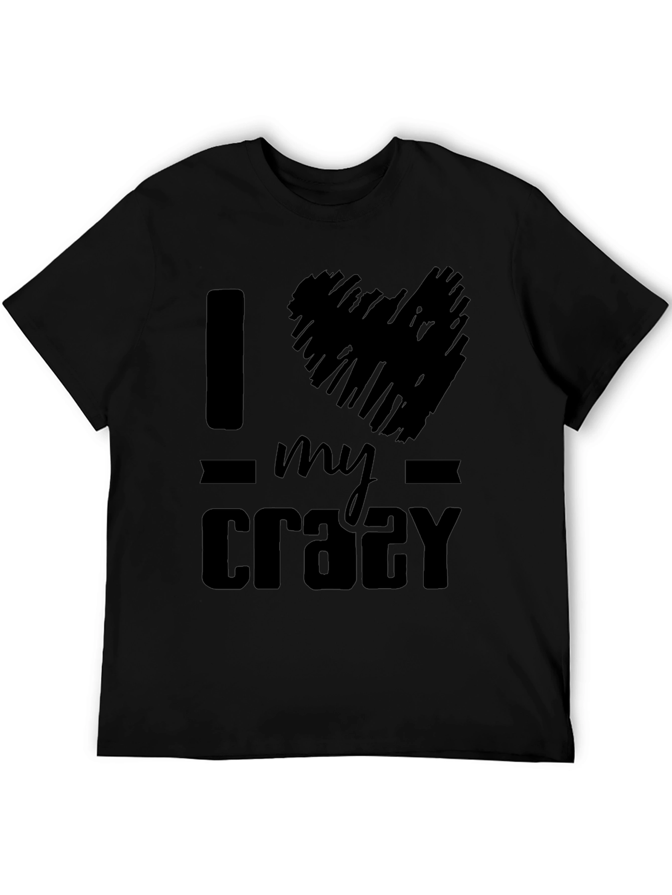 Black I Heart My Crazy T-Shirt - Black Graphic Tee view 5