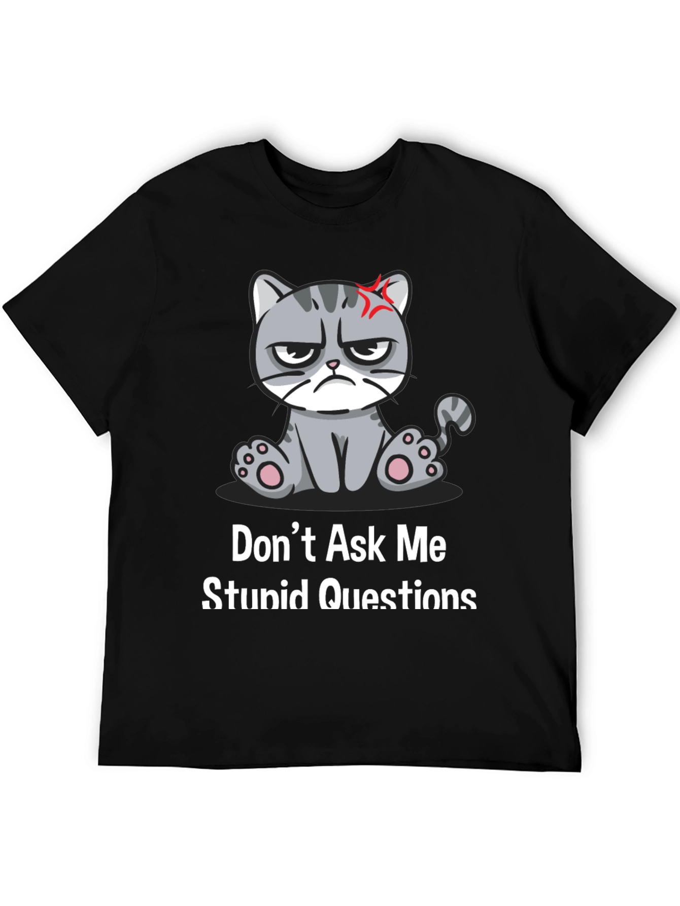 Black Grumpy Cat T-Shirt - Don't Ask Me Stupid Questions view 5