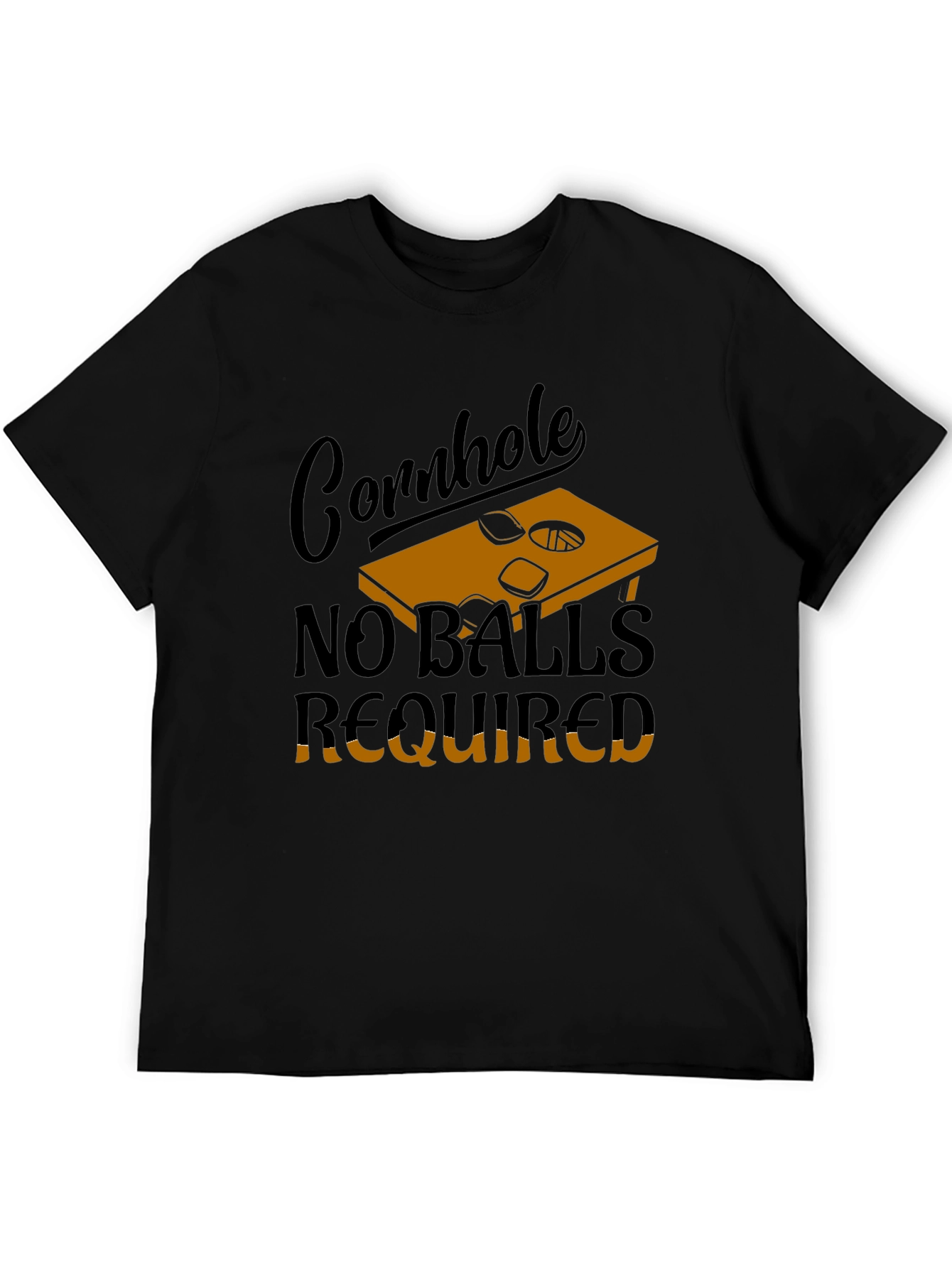 Black Cornhole No Balls Required Graphic Tee view 5