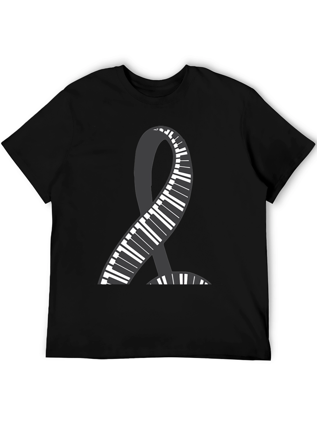 Black Piano Ribbon Graphic Tee - Music Lover Shirt view 5