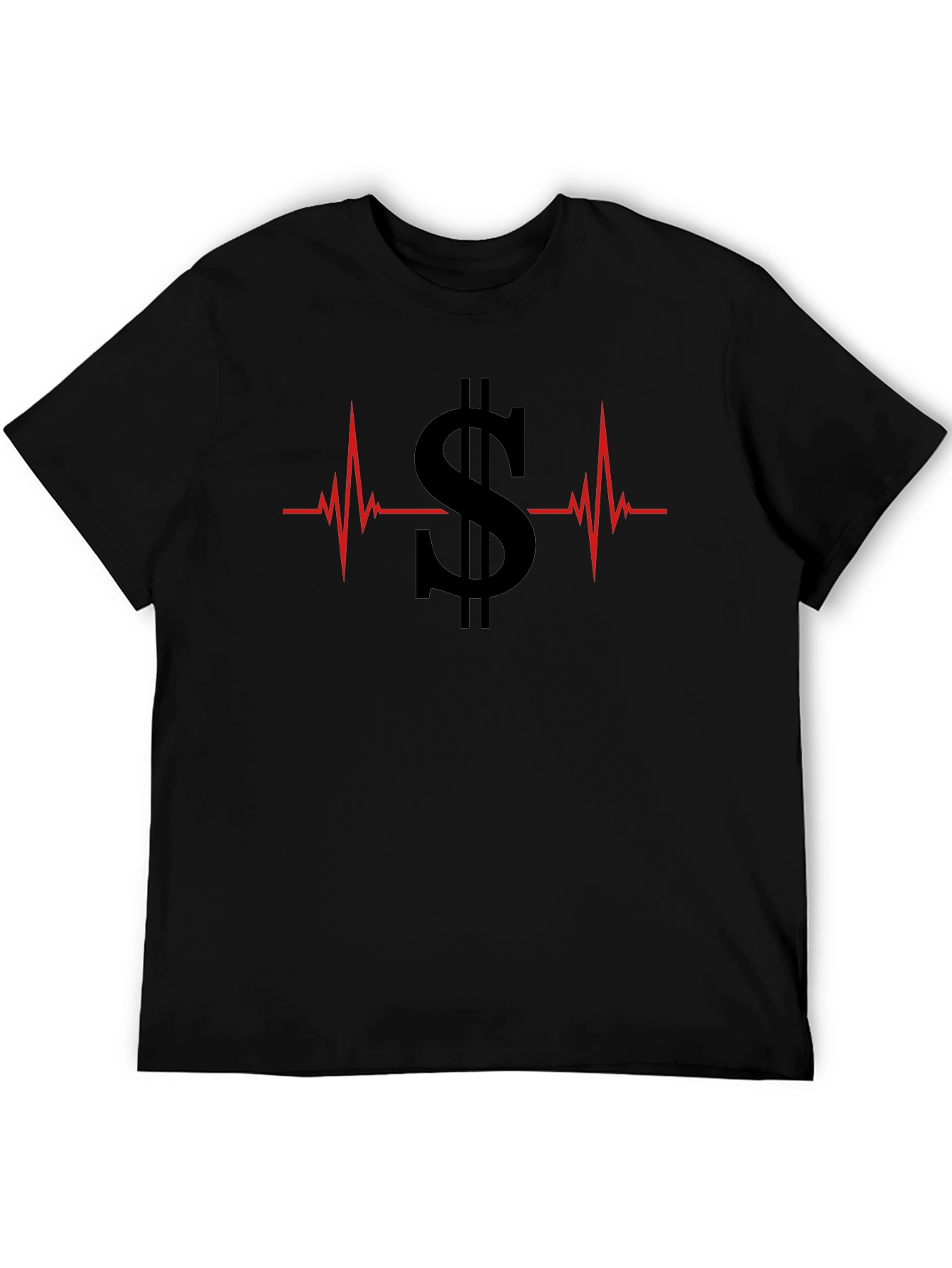 Black Money Heartbeat Graphic Tee - Black Cotton T-Shirt view 5