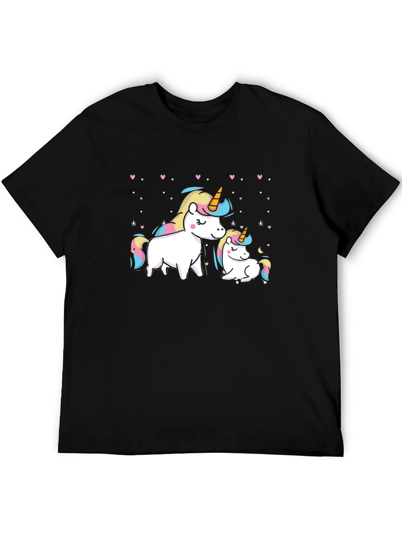 Black Cute Unicorn Mom and Baby Graphic T-Shirt view 5