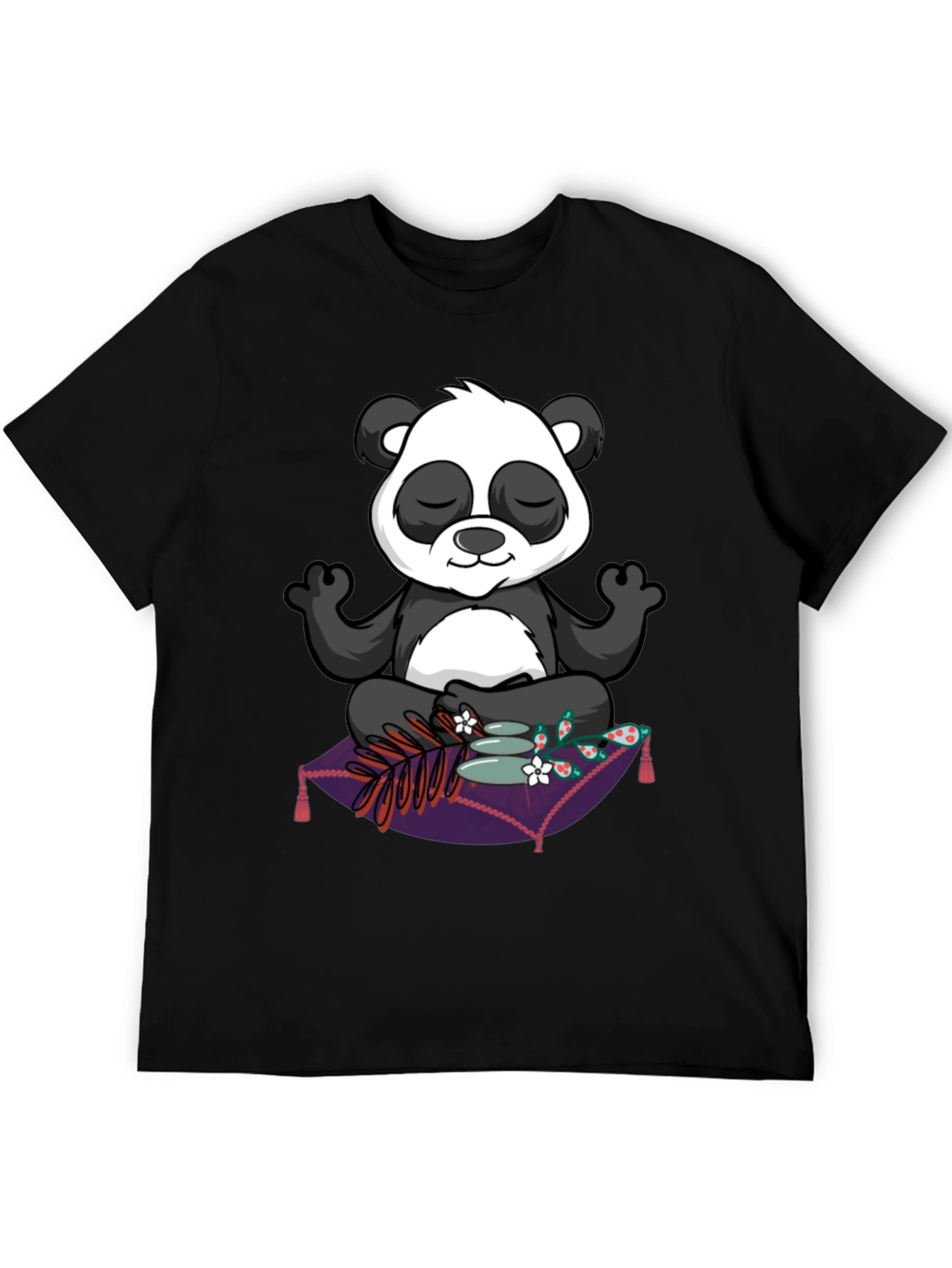 Black Zen Panda T-Shirt: Meditating Panda Design view 5