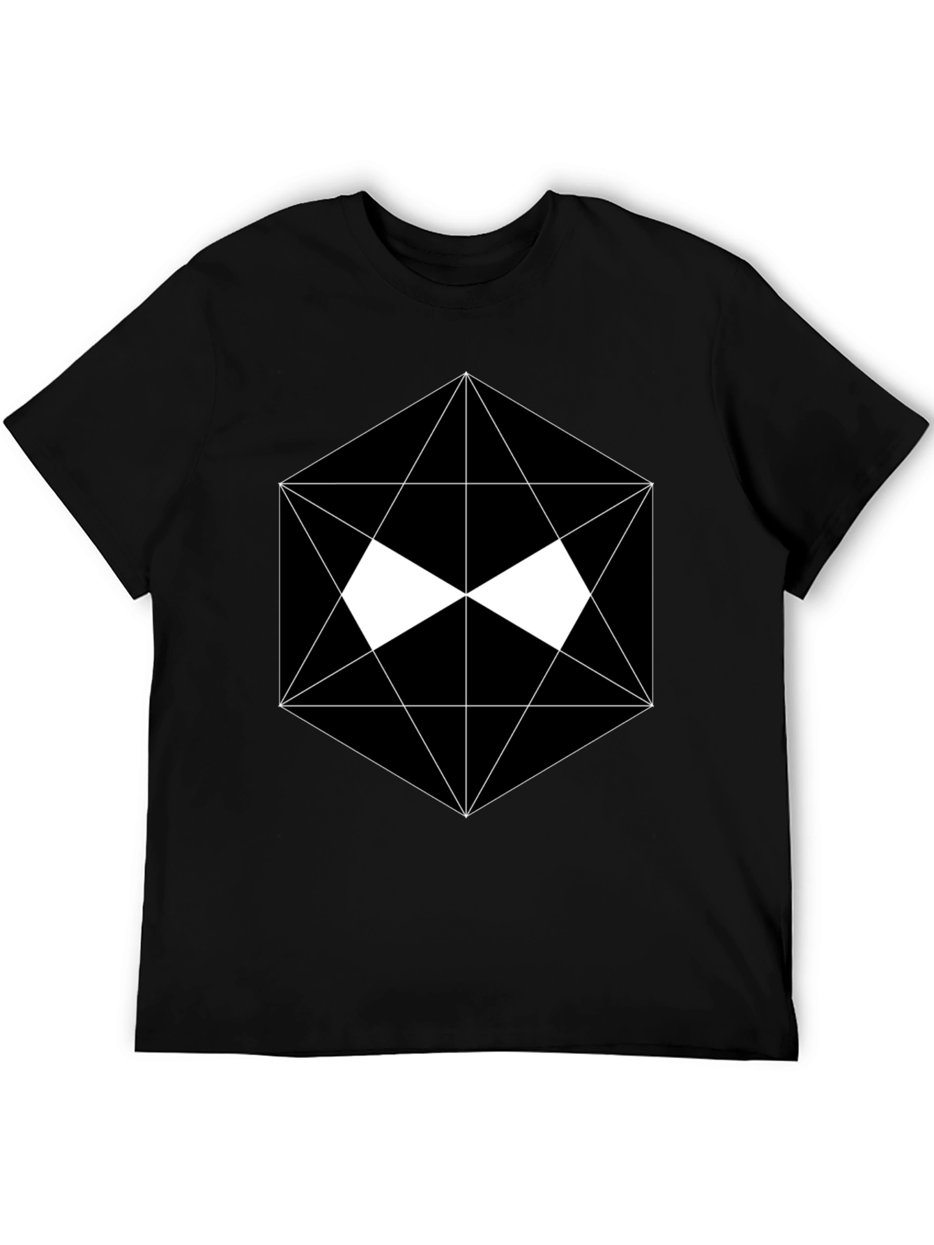 Black Geometric Graphic Black T-Shirt view 5