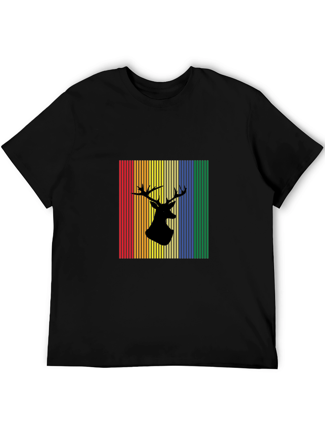 Black Rainbow Deer Silhouette Graphic Tee view 5