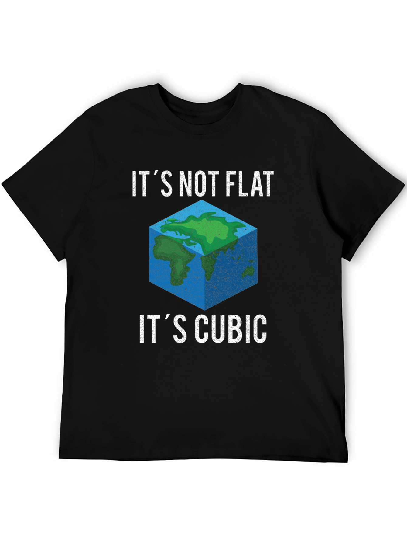 Black Cubic Earth Funny Graphic T-Shirt view 5