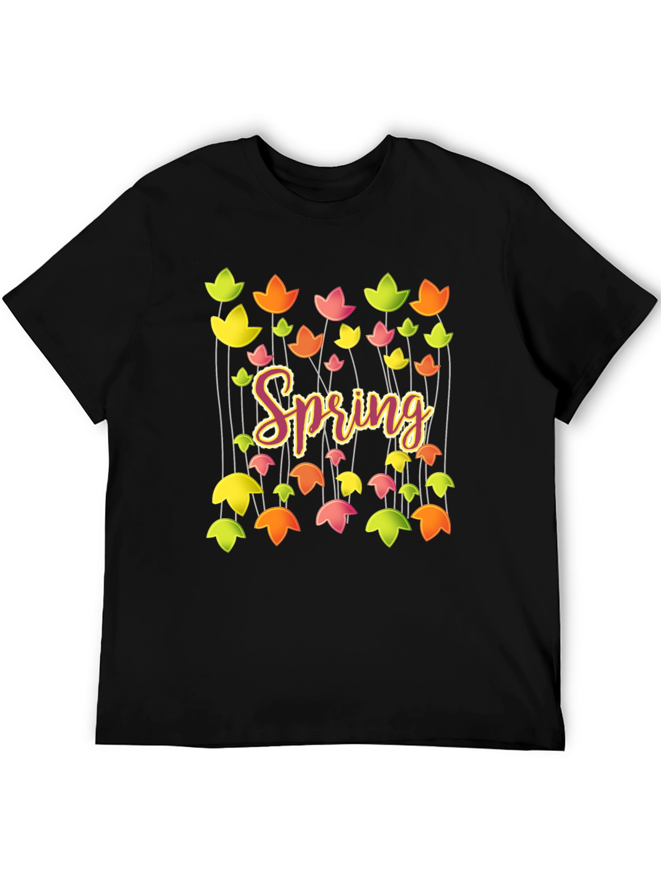 Black Spring Floral Graphic T-Shirt - Trendy Casual Tee view 5
