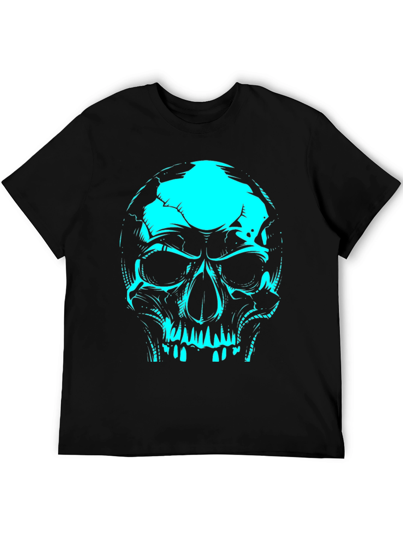 Black Skull Graphic Tee - Black Cotton T-Shirt view 5