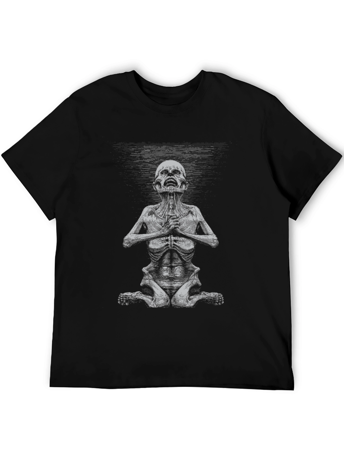 Black Meditating Skeleton Graphic Tee - Unisex Black T-Shirt view 5
