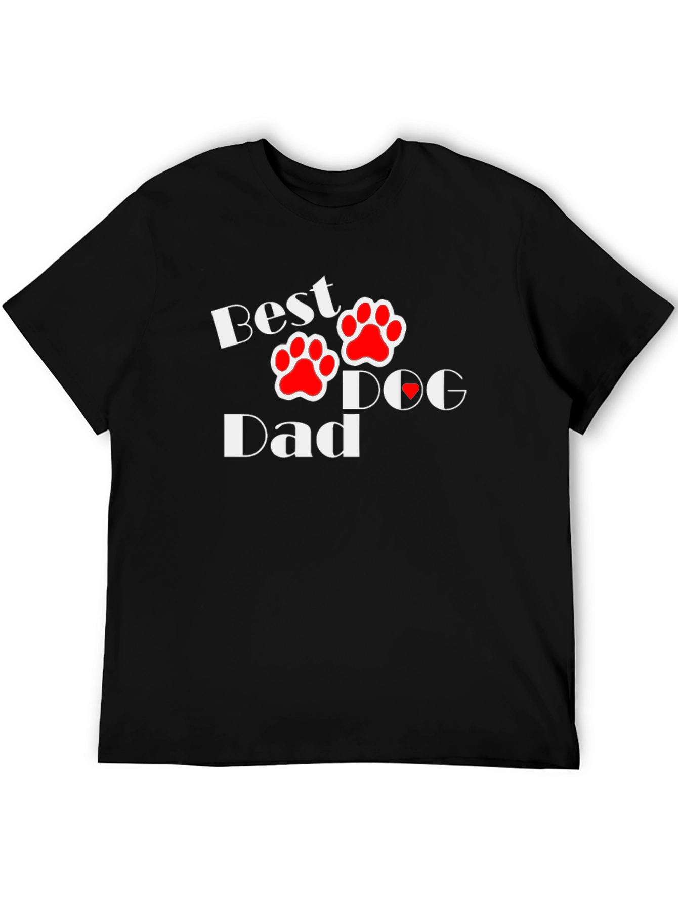 Black Best Dog Dad T-Shirt - Paw Print Design view 5