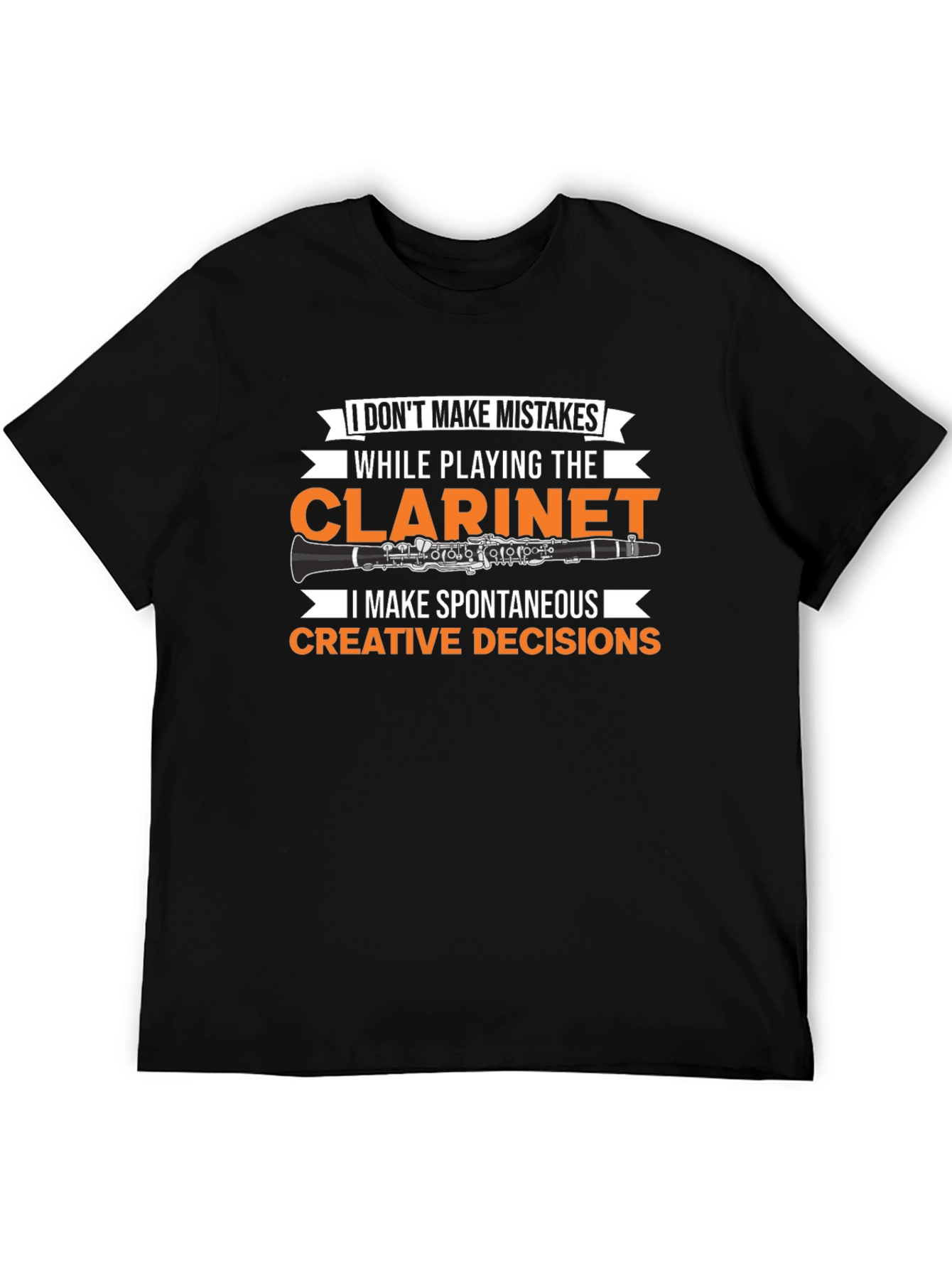 Black Clarinet Player T-Shirt: No Mistakes, Creative Decisions view 5