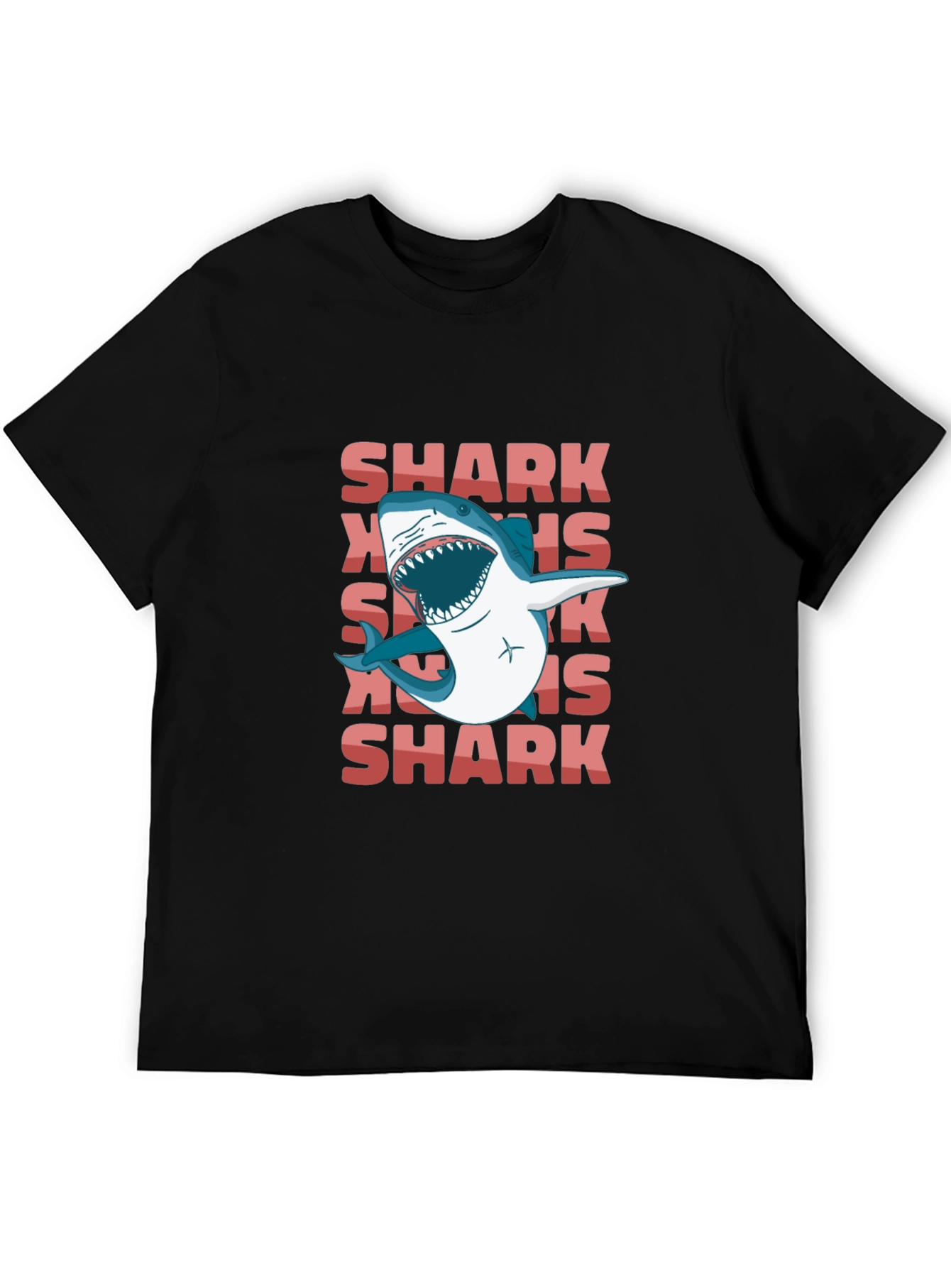Black Shark Graphic Print Tee - Casual Black T-Shirt view 5