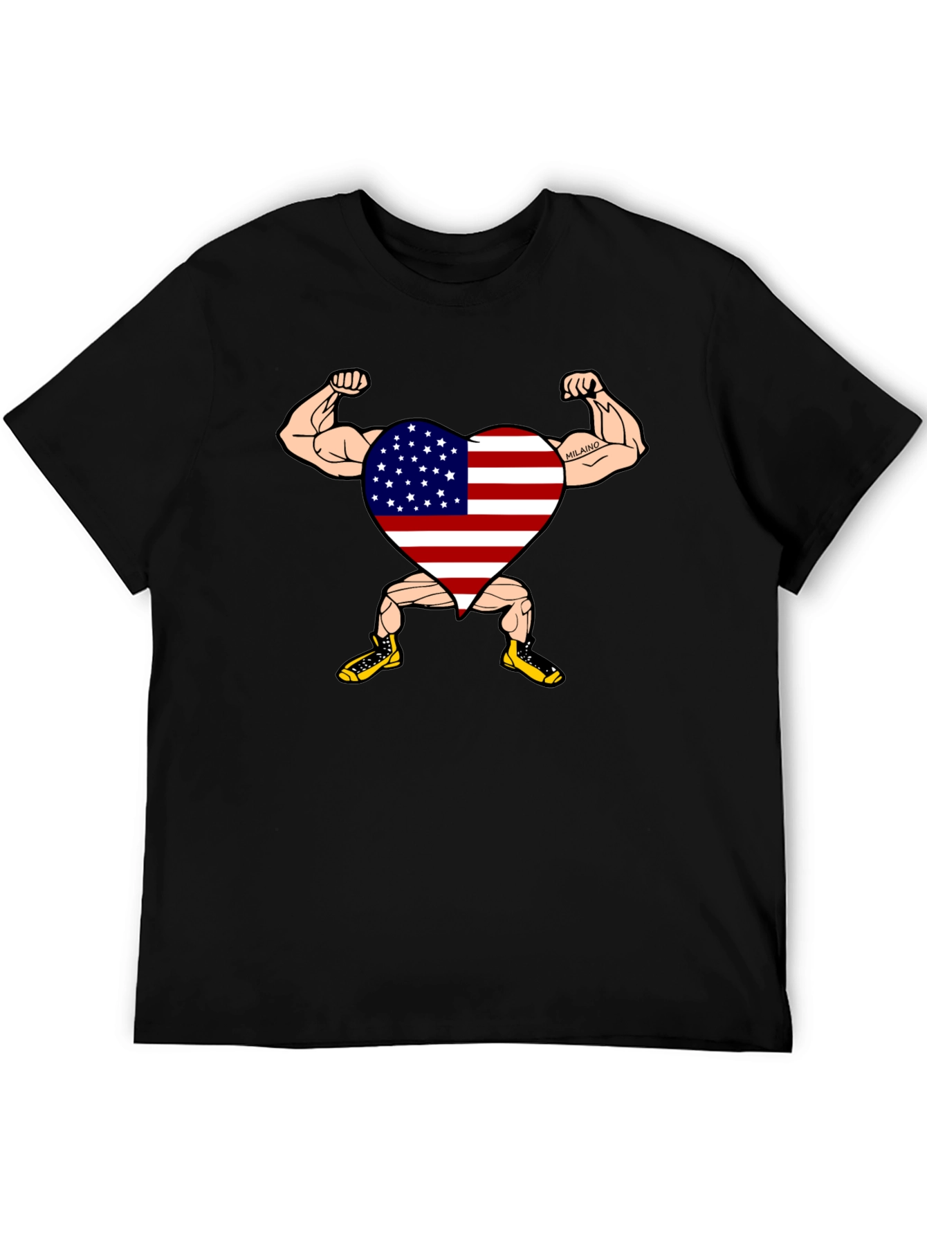 Black Patriotic Muscle Heart Graphic Tee view 5