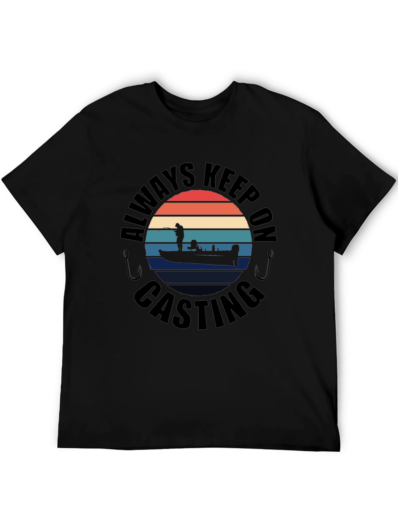 Black Always Keep On Casting Fishing T-Shirt view 5