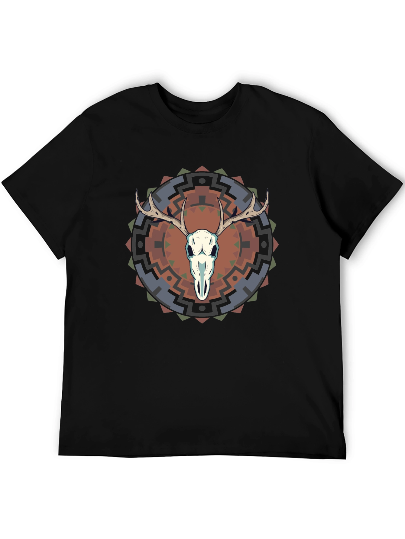Black Skull Antler Graphic Tee - Trendy Design view 5