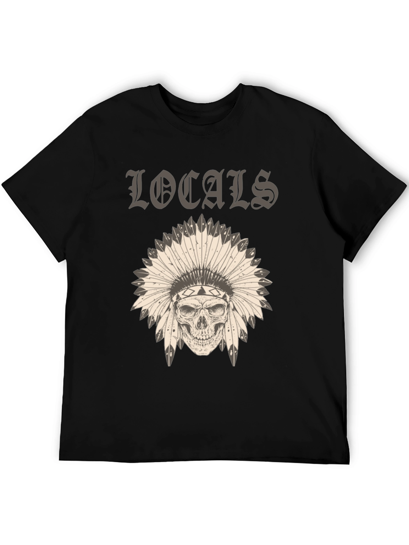 Black Locals Headdress Skull Graphic Tee - Unique Design view 5