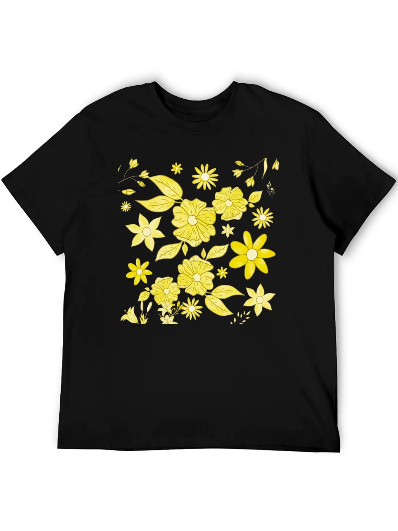 Floral Print Black T-Shirt - 5
