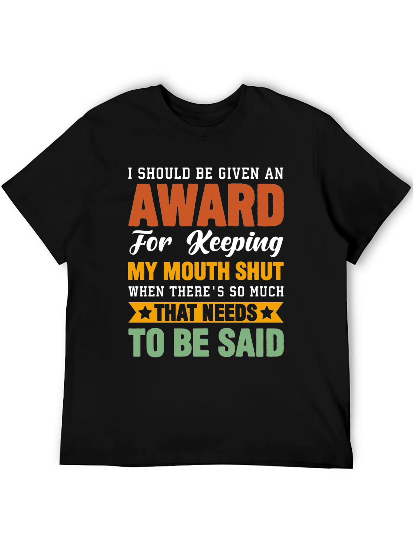 Funny Award Keeping Mouth Shut Graphic T-Shirt - 5