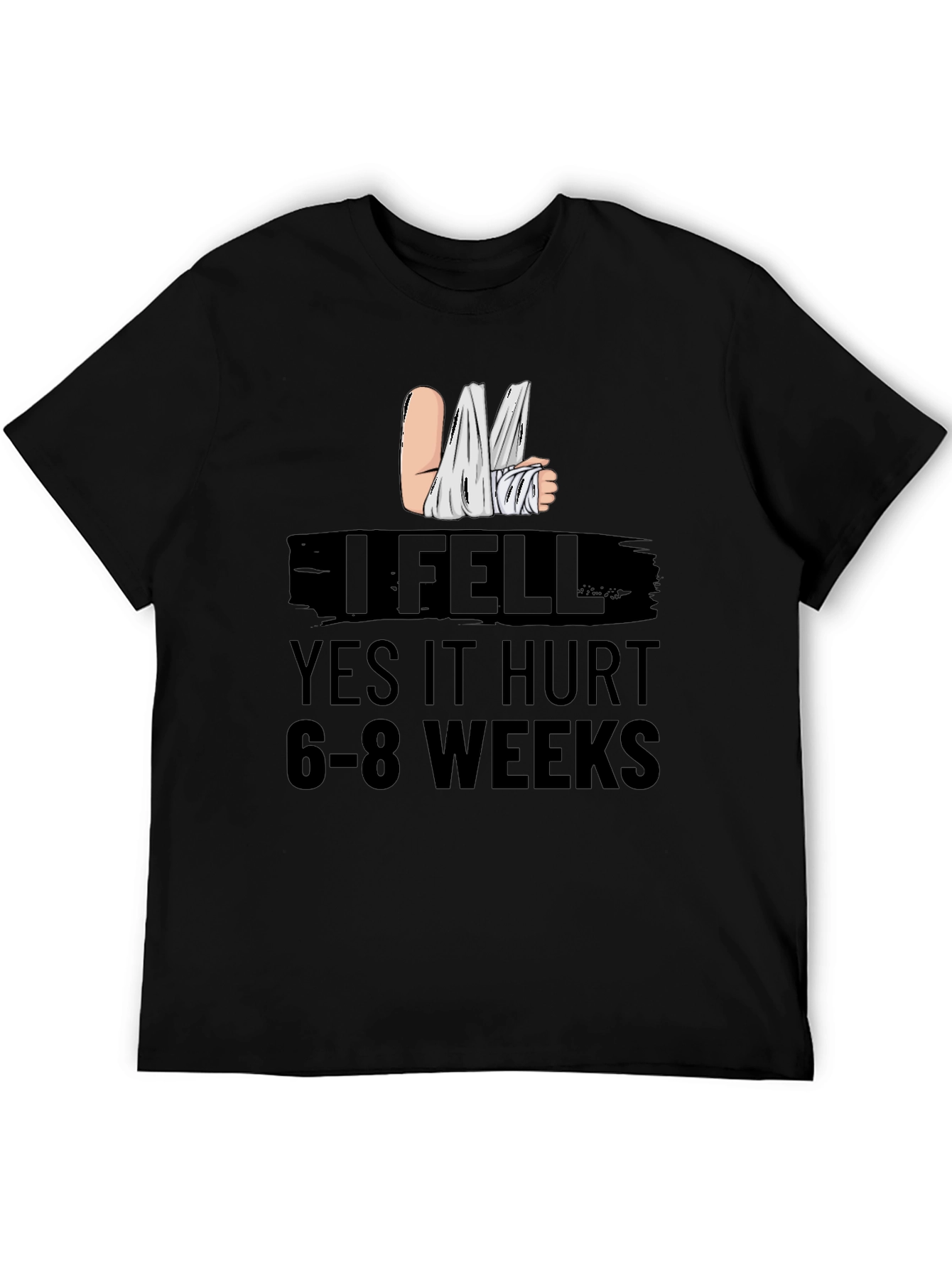 Black I Fell Graphic Tee - Funny Injury Recovery Shirt view 5