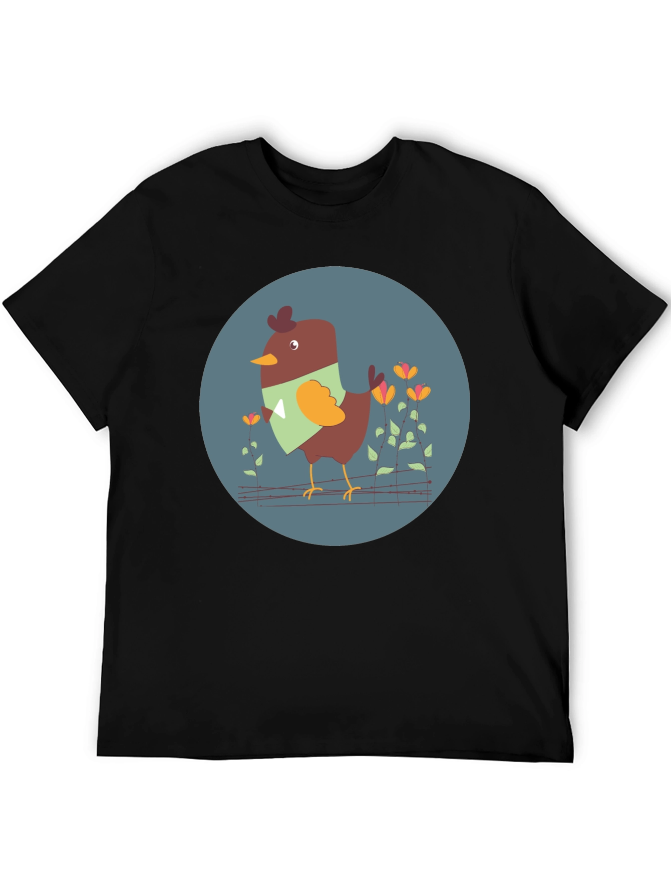 Black Cute Bird Graphic Tee - Unisex Black T-Shirt view 5