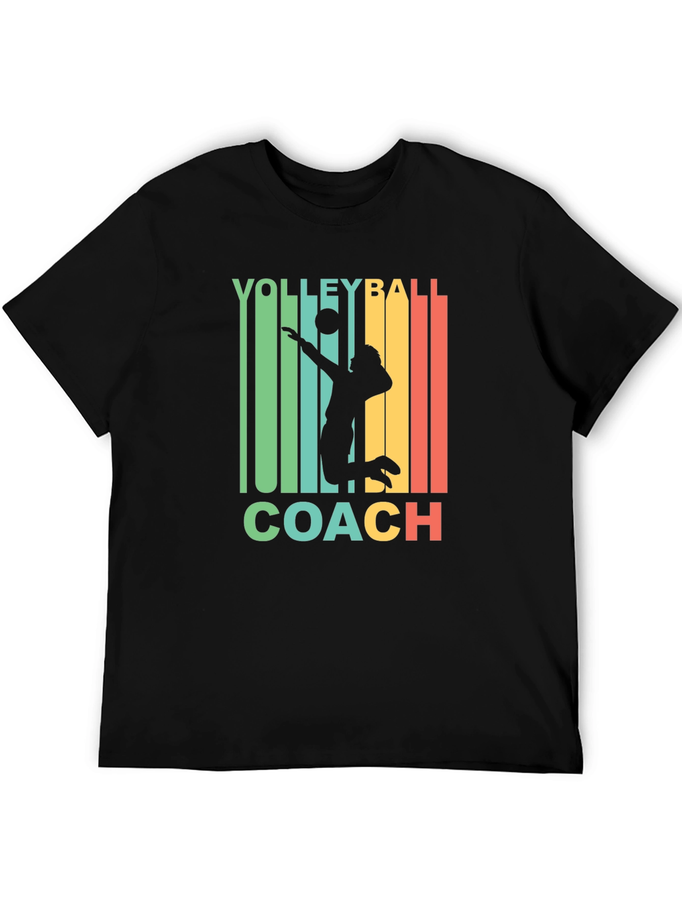 Black Volleyball Coach Retro T-Shirt  view 5