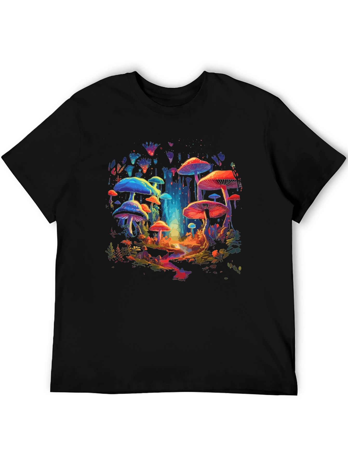 Black Psychedelic Mushroom T-Shirt - Vibrant Graphic Tee view 5